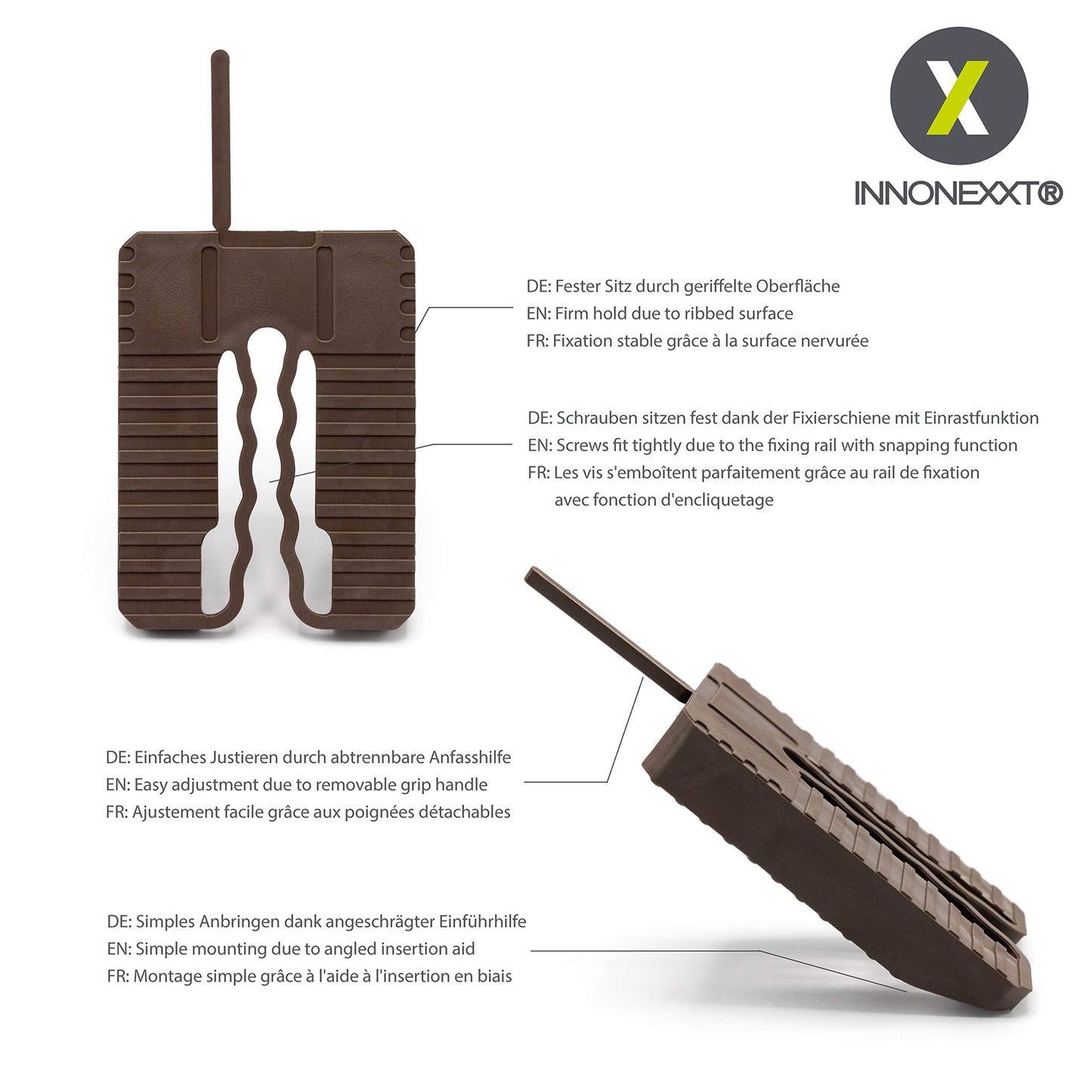 INNONEXXT® Premium Spacer | 60 x 45 mm | Shim plates, spacers, distance holders | Set: 1, 2, 3, 4, 5, 10 mm (300 x Spacers 60 x 45 mm)