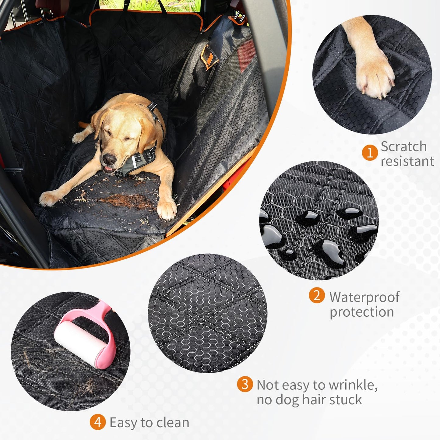 KYG dog blanket car back seat car seat cover dog rear seat waterproof & scratch-resistant car dog blanket back seat for cars and SUVs with side protection and window 135x175cm.