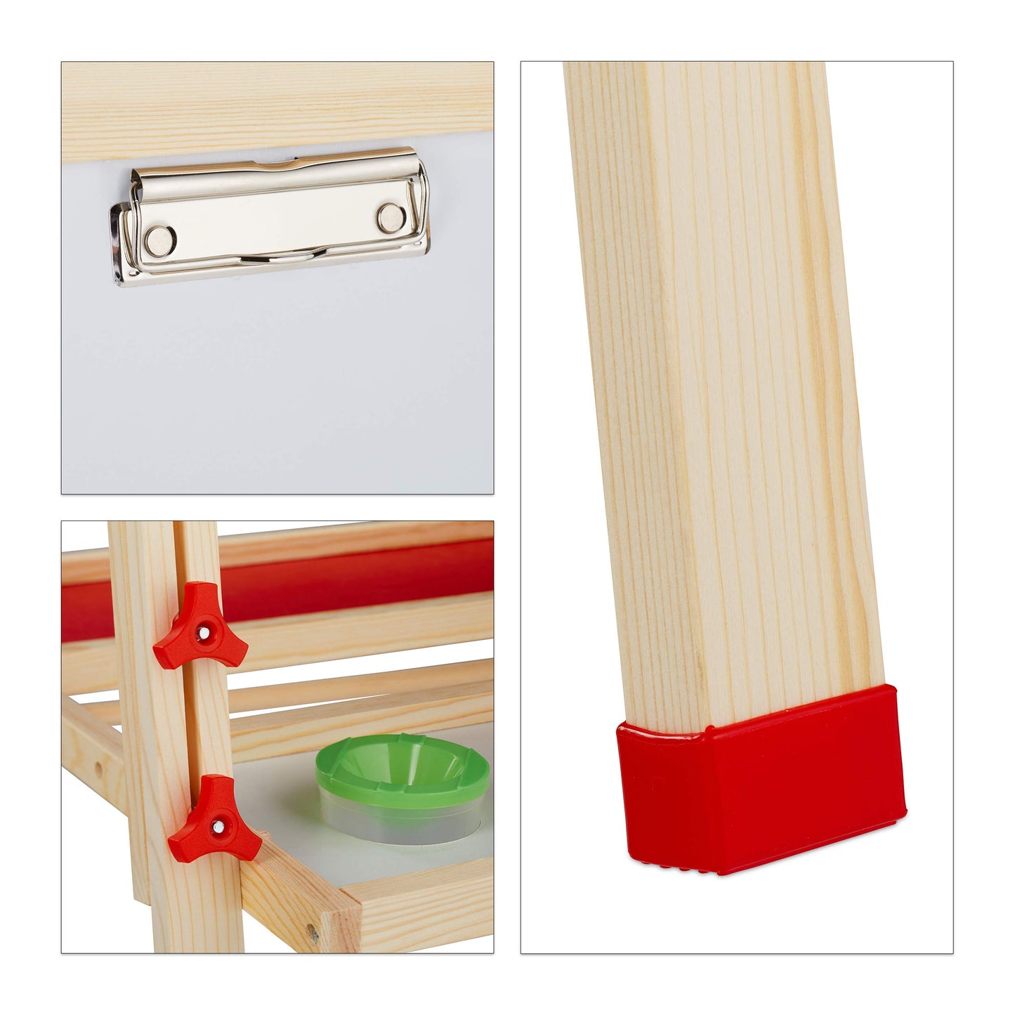 Relaxdays Kids Drawing Board, adjustable height & magnetic, Wood, Whiteboard & Chalkboard, 122-160 x 65 x 69 cm, Natural, Wood