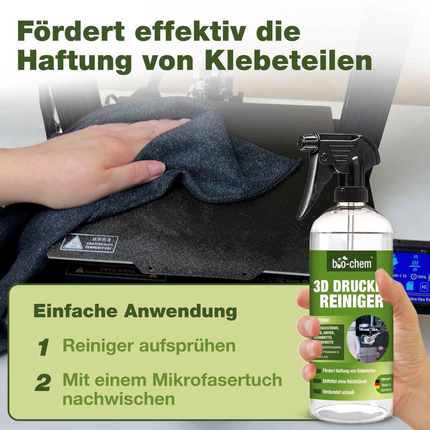 3D printer cleaner 750 ml spray for all 3D printers, PC parts, and other electrical devices I Environmentally friendly 3D print bed cleaner with high solvency I Odorless and non-hazardous