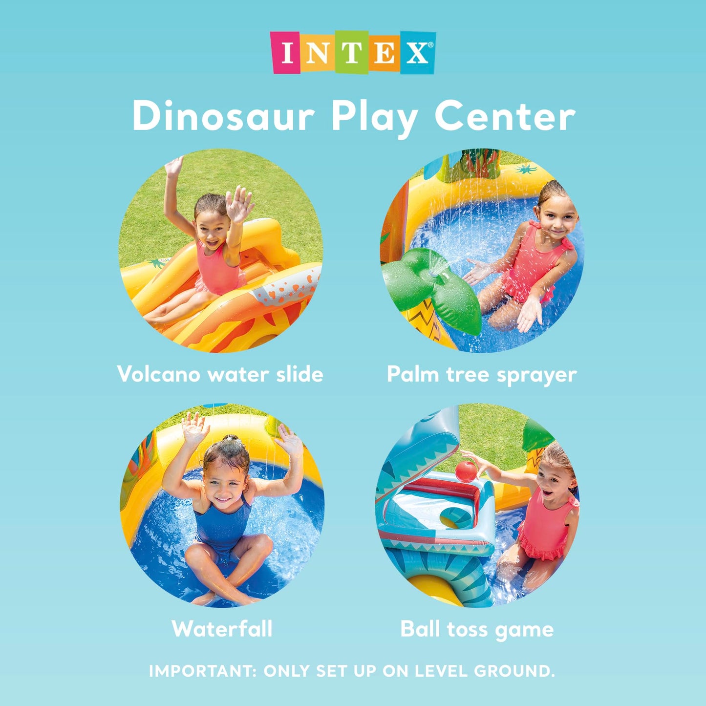 Intex 57444NP - Inflatable Play Center Dinosaur, Vinyl, Multicolor, 249x191x109 cm
