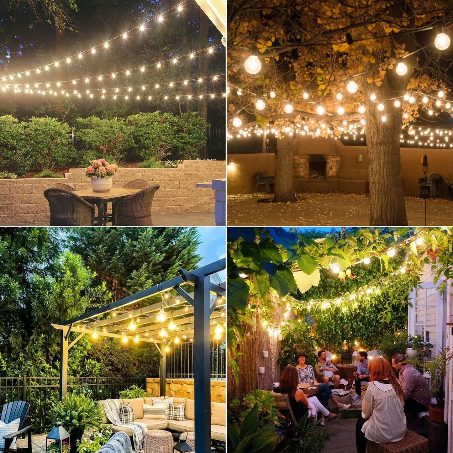 GLUROO Outdoor String Lights 45.7M, Waterproof Outdoor String Lights with 75+2PCS G40 Plastic Bulbs, LED String Lights Shatterproof for Garden, Porch, Christmas Party, Decor