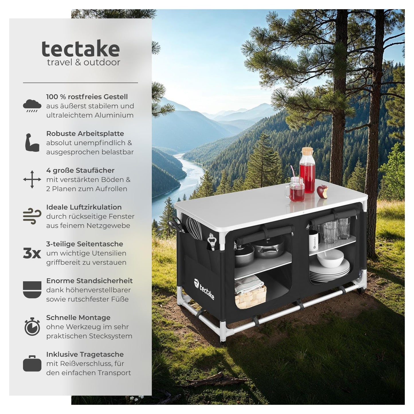tectake 800747 Outdoor Camping Kitchen - Various models available - (Type 4 | No. 403347)