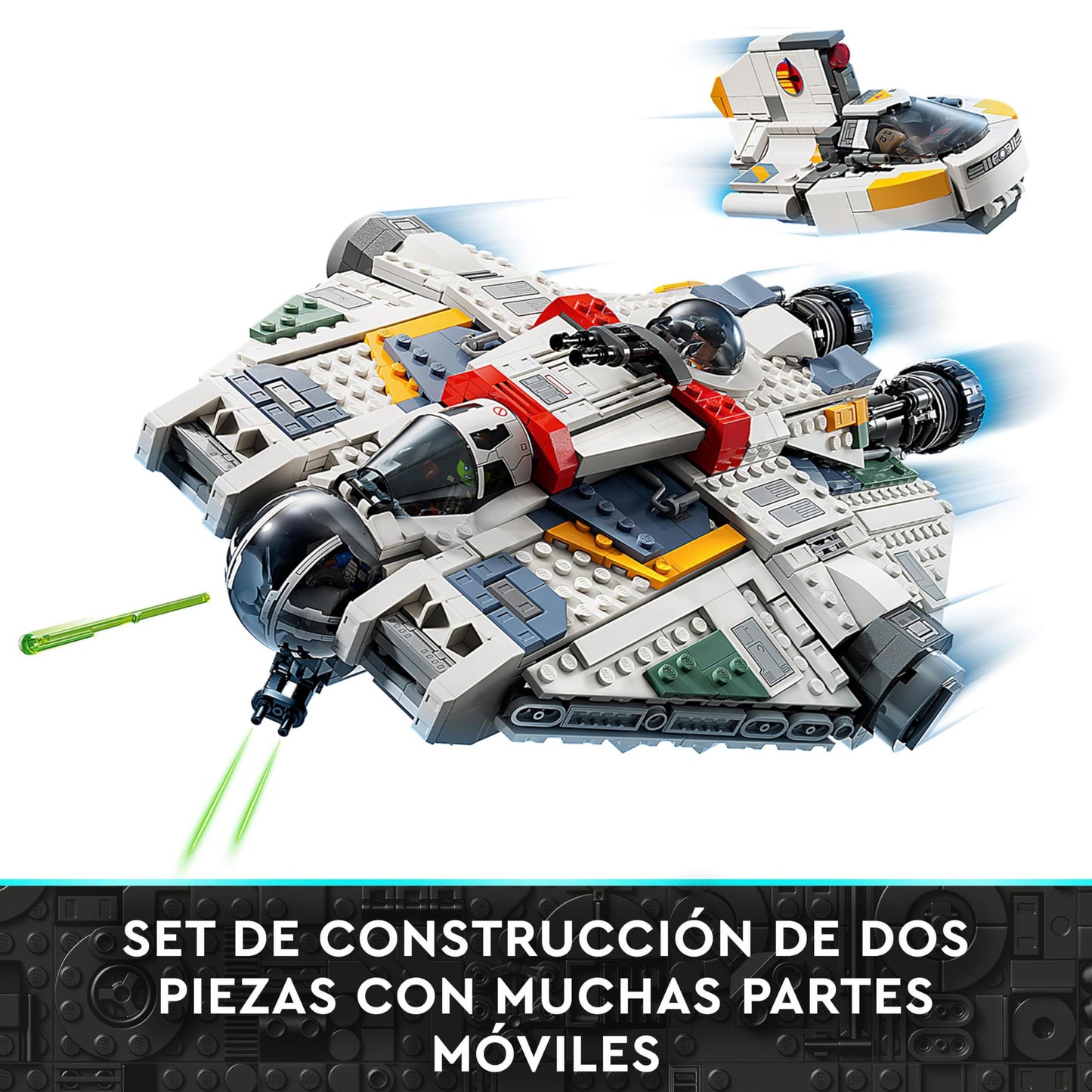 LEGO 75357 Star Wars Ghost & Phantom II set with 2 Ahsoka vehicles & 75362 Star Wars Ahsoka Tano's T-6 Jedi Shuttle set, buildable spaceship toys.