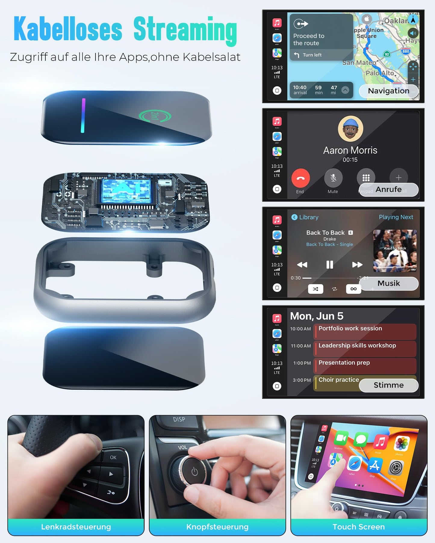 Android Auto & Carplay Wireless Adapter: 2 IN 1 Mini Wireless Adapter for converting Wired Android Auto/Carplay to wireless, USB/Type C Plug and Play, Stable Automatic Connection