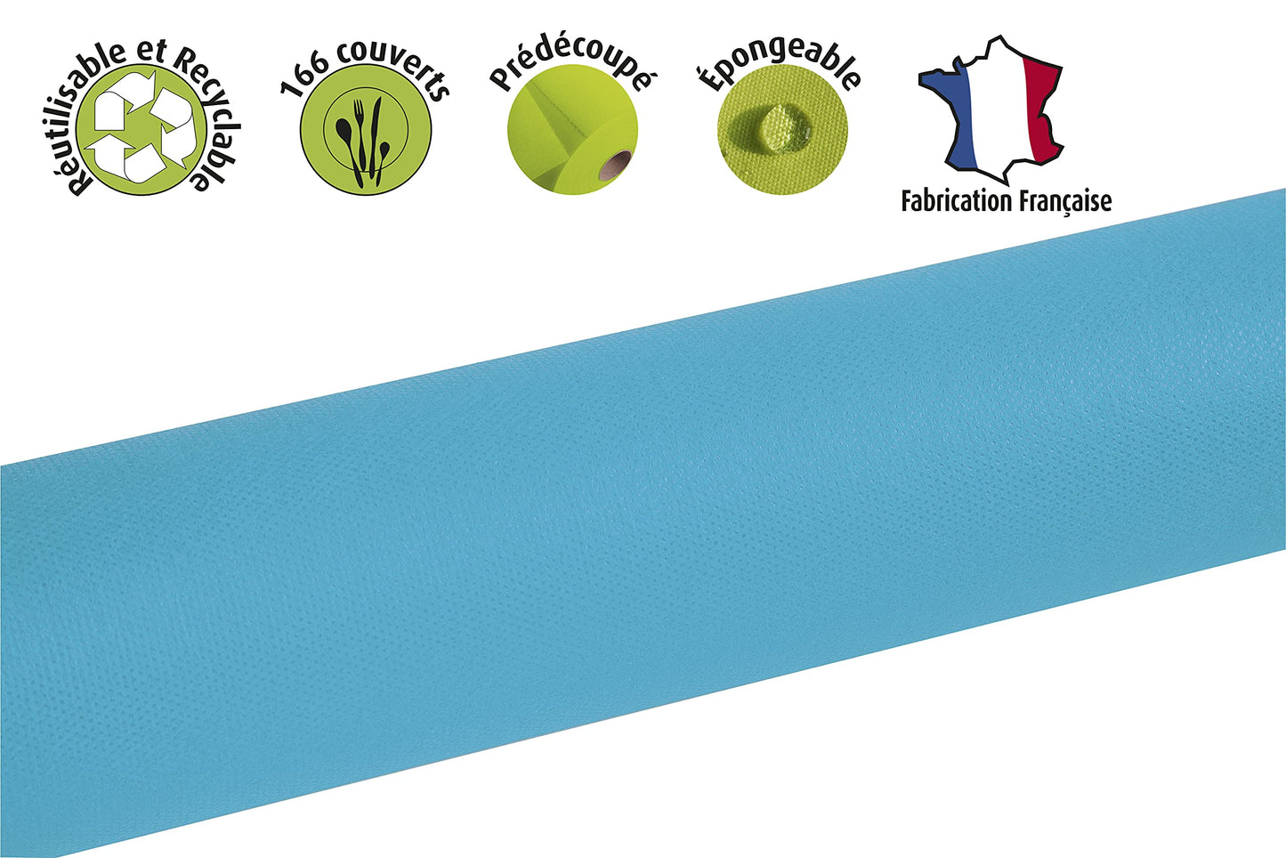 Pronappe tablecloth R785028I Disposable spunbond non-woven tablecloth Length 50m Width 1.20m (per roll) Color turquoise blue Tear-resistant, water-repellent, and wipeable fabric