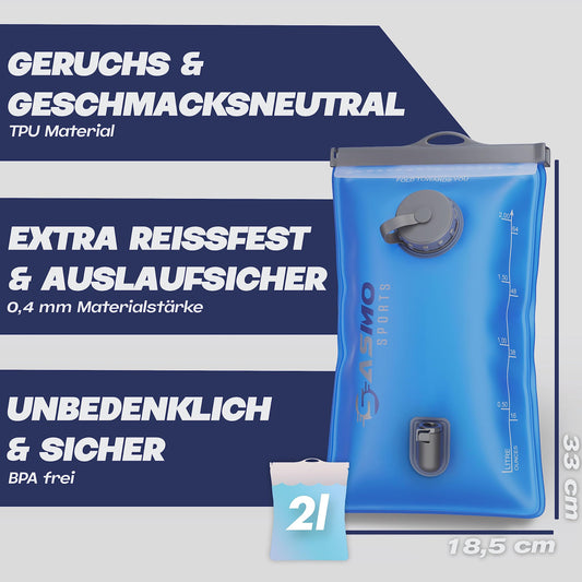 SASMO® hydration bladder 2l | with insulated drinking tube