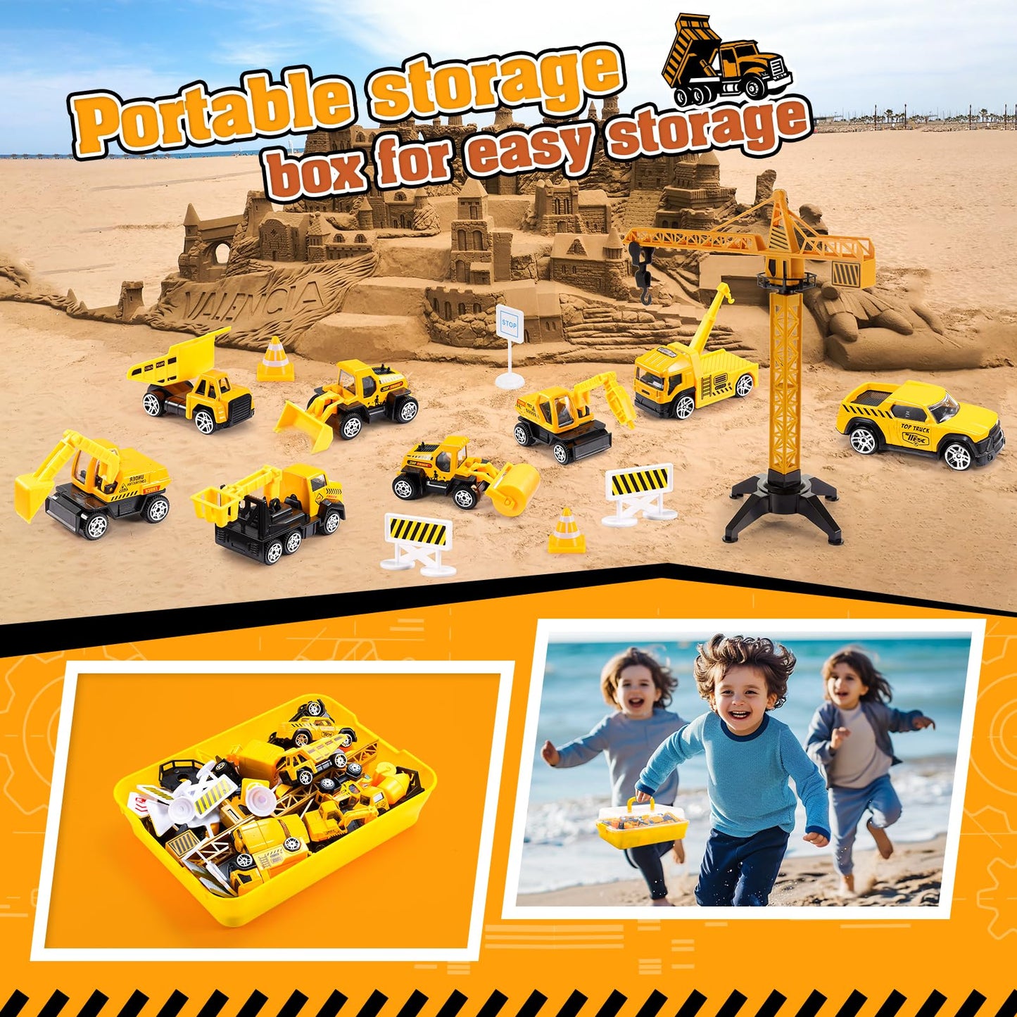 Adeokay child toys for ages 2-5, construction vehicles digger toy for boys - Christmas gift for kids.