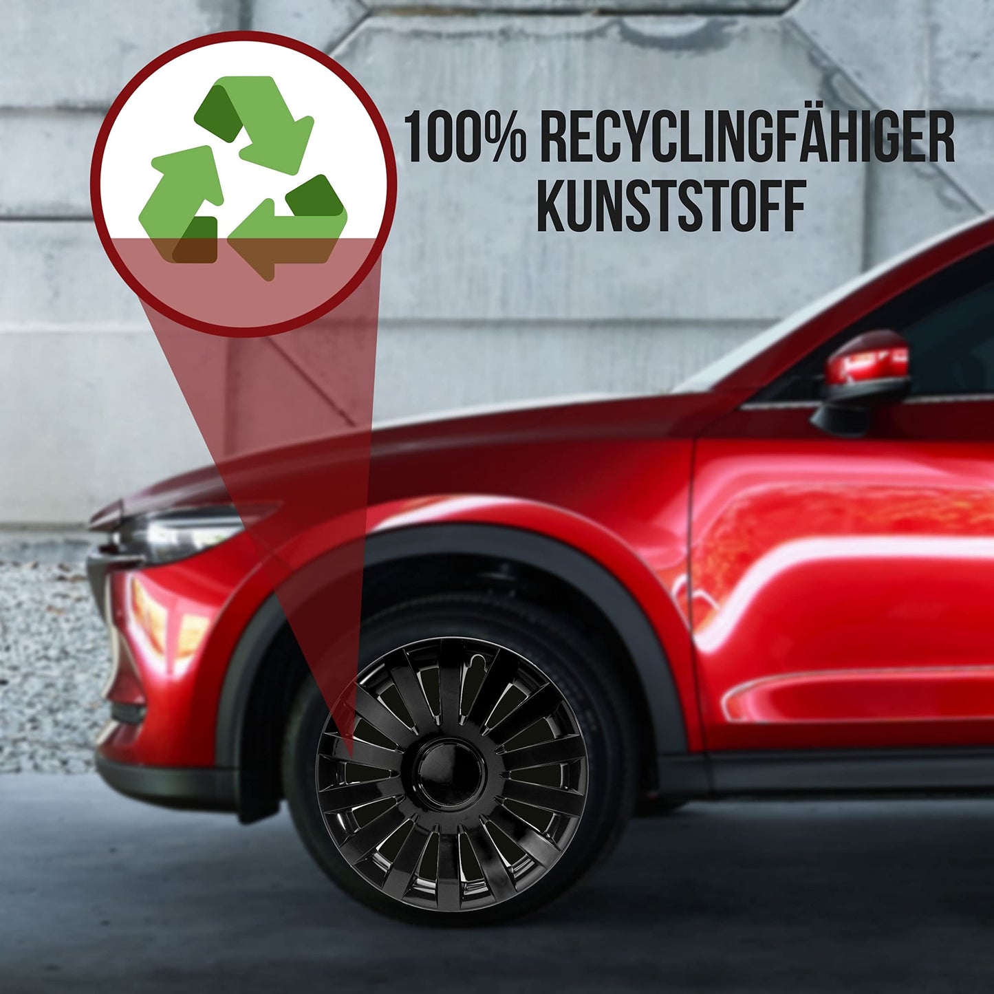 Albrecht 13 inch wheel covers in black for steel rims - Wind hubcaps made of high-quality plastic - Durable wheel covers in original Albrecht packaging - Made in EU