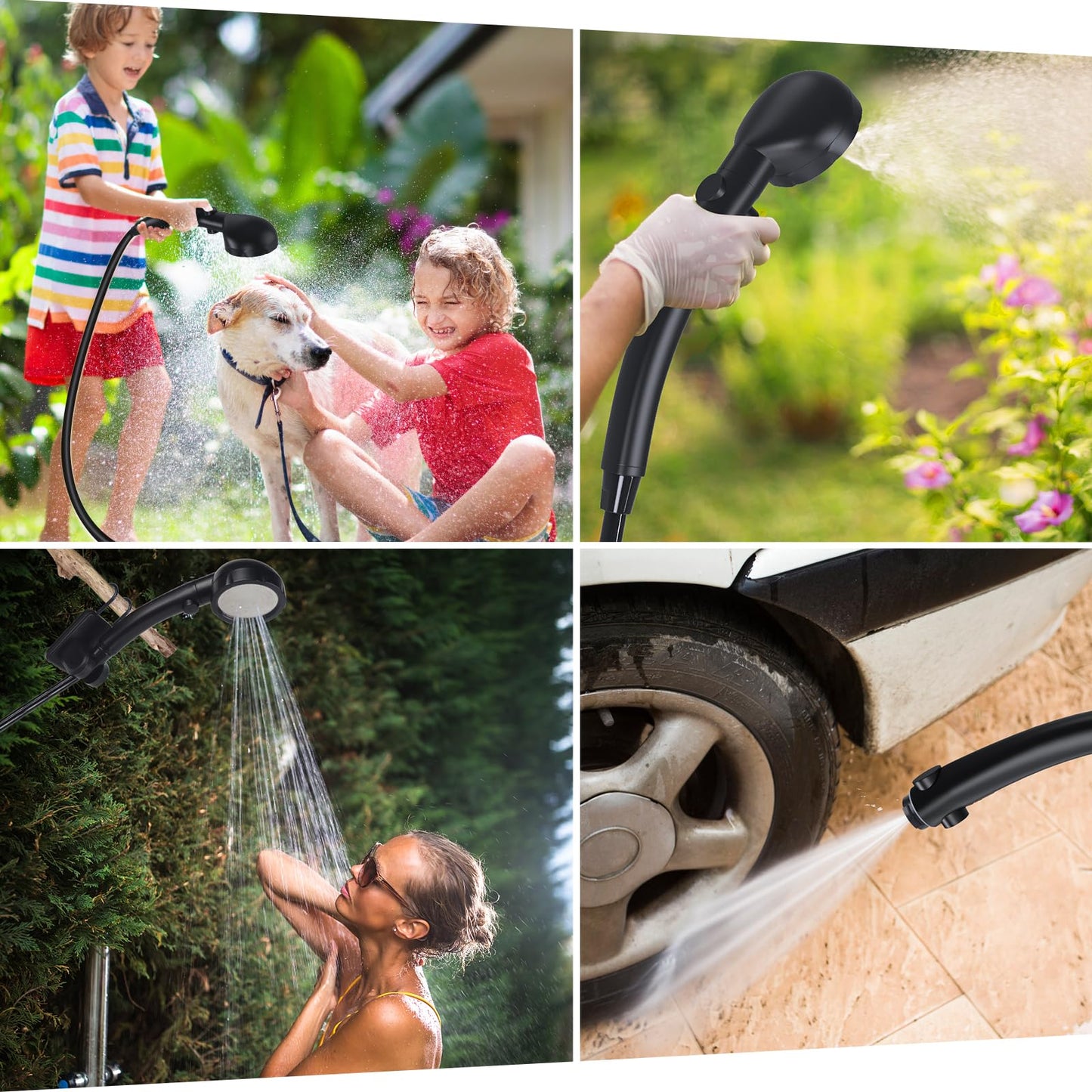 Camping shower, Spopal Portable Camping Shower with rechargeable 6000mAh, Camping shower with pump, Mobile showers outdoor showers with shower head and hose for garden car washing beach travel pet.