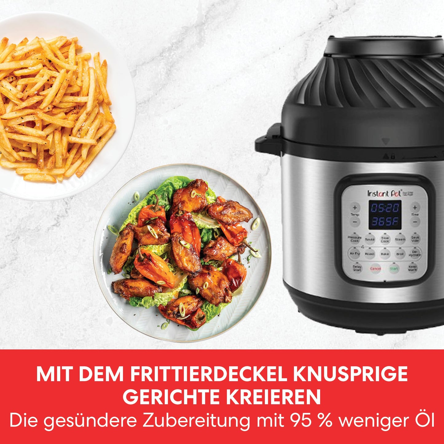 Instant Pot Duo Crisp + Air Fryer 11-in-1 Electric Multi-Cooker 5.7L - Pressure Cooker, Air Fryer, Slow Cooker, Steam Cooker, Dehydrator with Grill, Keep Warm, and Bake functions, Stainless Steel