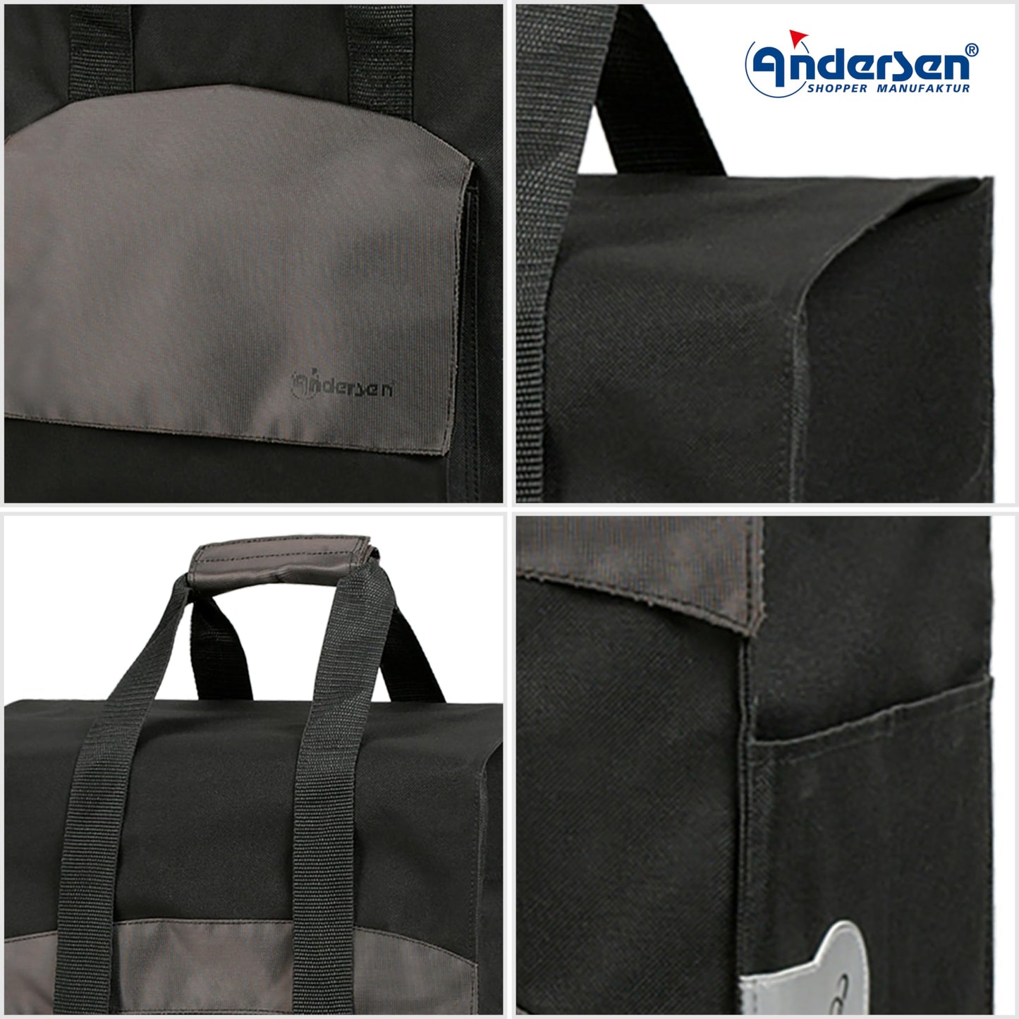Andersen shopping trolley - foldable - 49 liters - stair climber - load capacity 60 kg - steel frame - trolley - wheel Ø 3 x 13 cm - Royal Shopper Steel Holly black