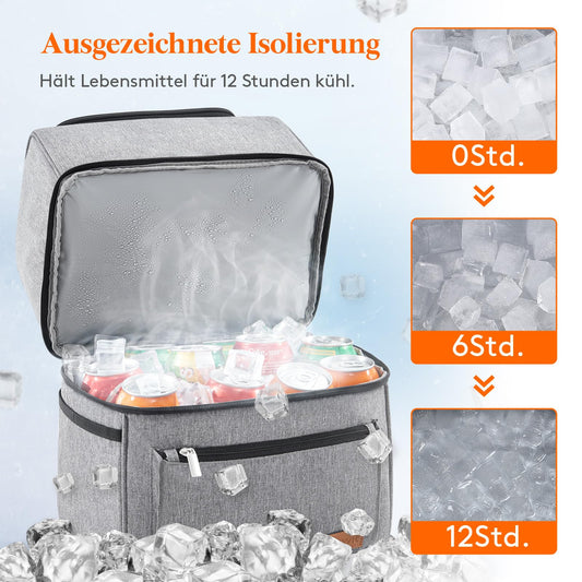 Lifewit 21L Insulated Cooler Bag, Thermo Lunch Tote, Cooler Backpack, Leakproof Double Decker Cooler Bag for Men, Women, Moms for Lunch, Picnic, Shopping, Travel, Grey