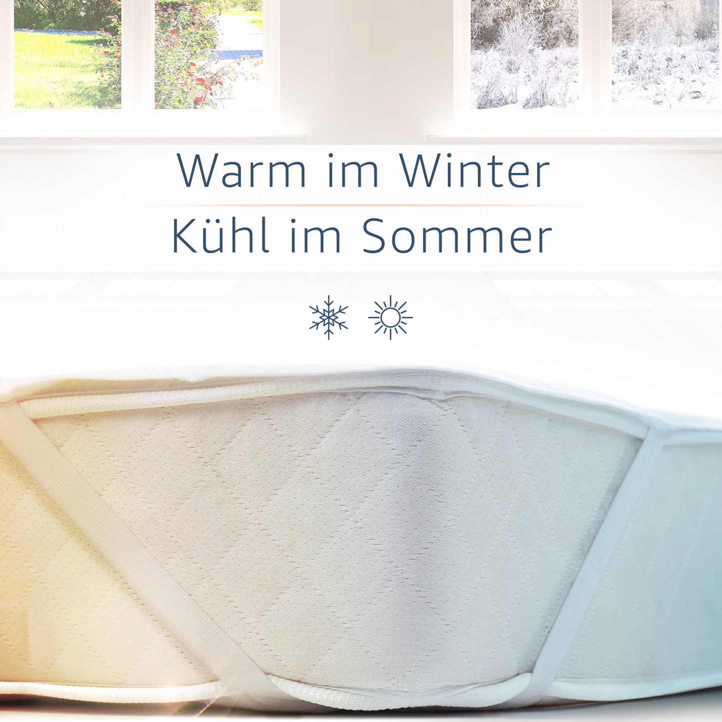 Amago - Mattress protector, Front: 100% cotton, Back: PU membrane, 180 x 200 cm - White