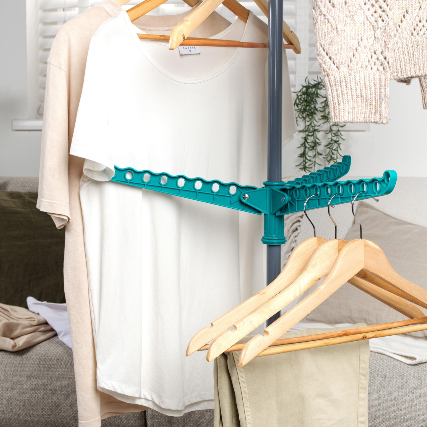 Beldray LA039552TQEU 9-arm Clothes Airer - 3-tier Clothes Rack, 15kg, Space-saving Storage, Foldable, Airer, Rigid Arms for Hanging Hangers