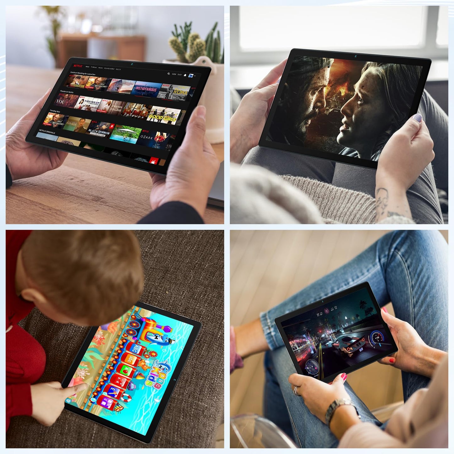 Yicty Tablet 10 Inch Android Tablets 6GB RAM + 64GB ROM Quad-Core 5000mAh 1280 x 800 HD Touchscreen 5MP + 8MP HD Camera Bluetooth 5.2 Tablet PC (Gray)