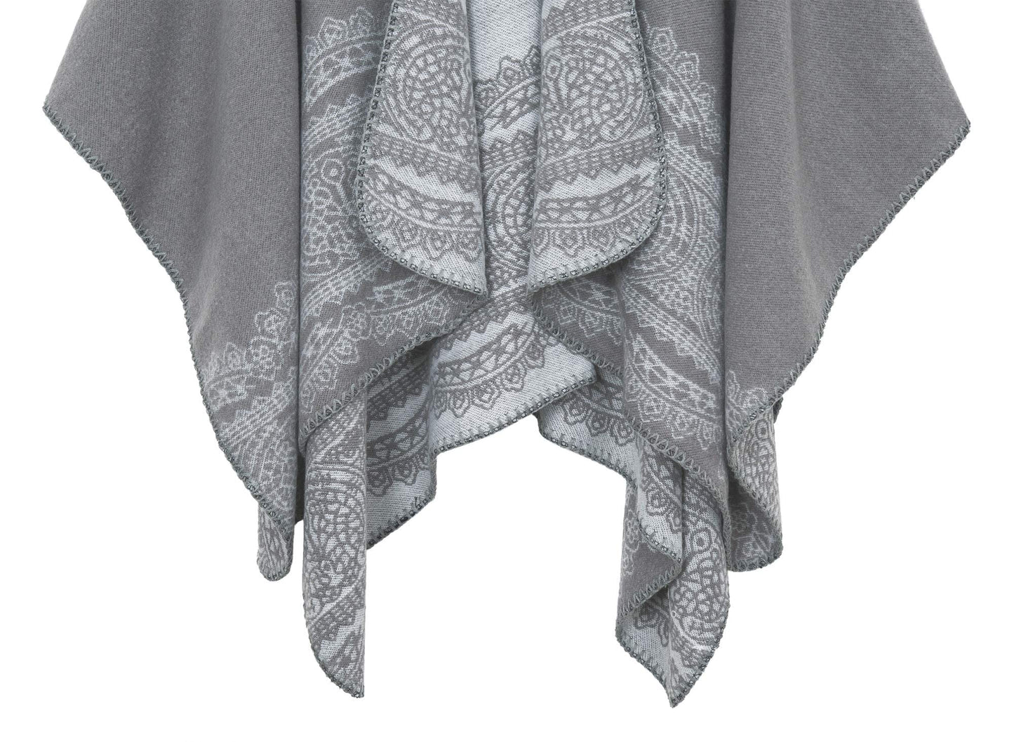 EXCHIC Women's Warm Open Front Knit Scarves and Wraps Floral Elegant Cardigans Poncho Cape Coat Jacket (Gray-91)