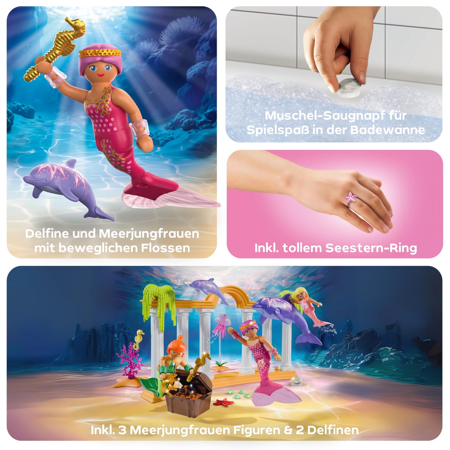 PLAYMOBIL | Promo Pack | Mermaid Treasure with Dolphins | Toy for ages 4+ | Gift for kids | Magical underwater adventure with figures | 71861