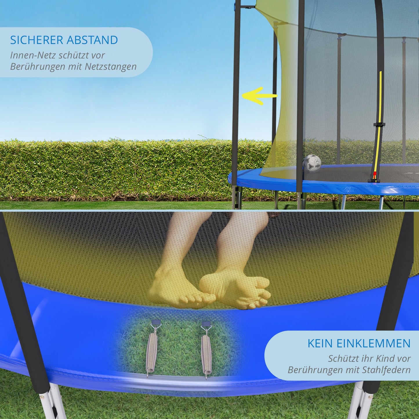 KINETIC SPORTS Trampoline Outdoor 'Salto Plus' Ø 183/244/305/366/400/430/490 cm - Complete Set for Kids, USA Jumping Mat, Net, Padding, Ladder - up to 160kg.