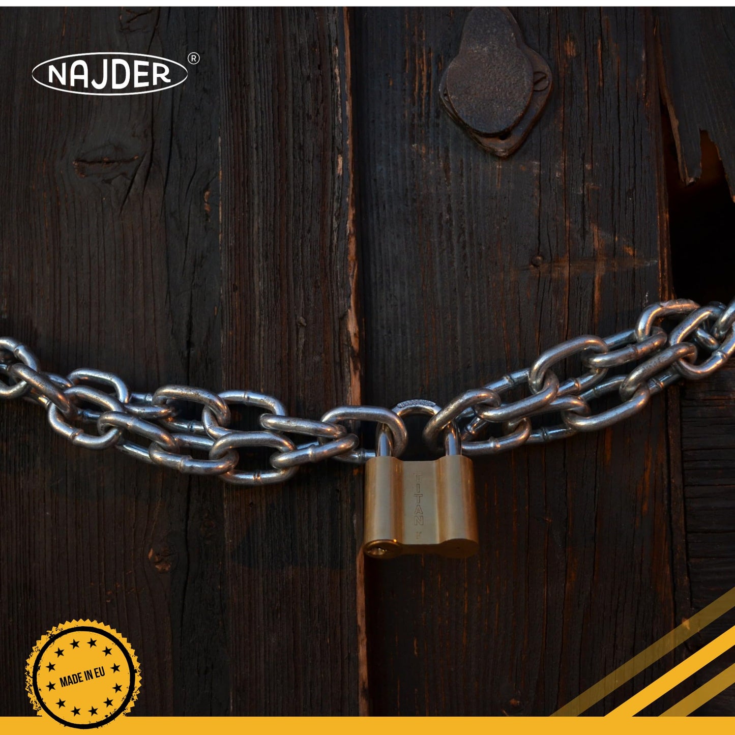 NAJDER stainless steel chain 5m, stainless chain, safety chain, chain for hanging chairs, barrier chains, Max 1180kg, 5mm x 5m, DIN 766, Thickness 5mm, Stainless Steel A4, Inox, AISI 316, Premium Quality