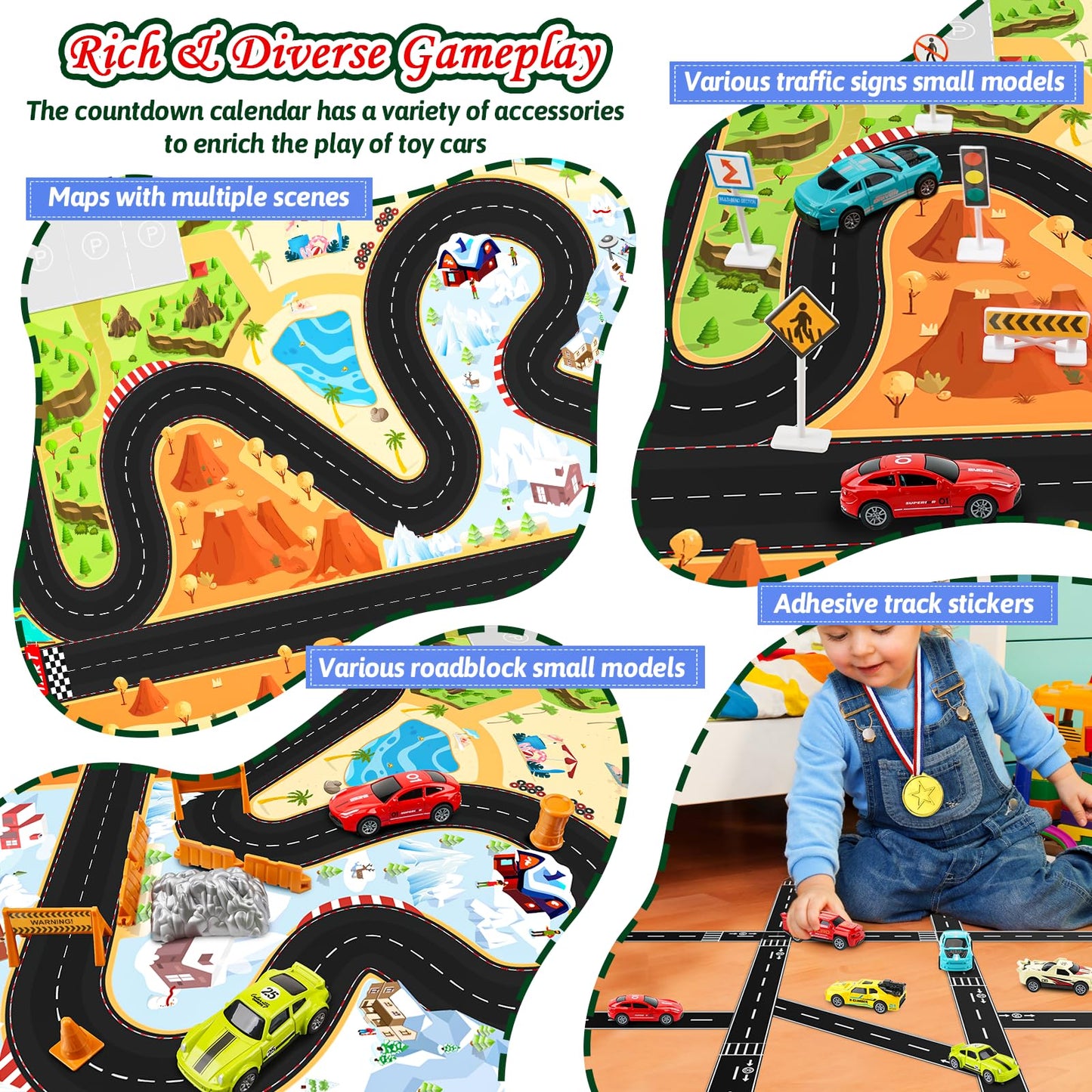 Advent calendar 2024, Kids Pull Back Cars Toy, Sports Car Rally Car Race Toy, 24 day Christmas calendar gift for 3-12 year old boys girls