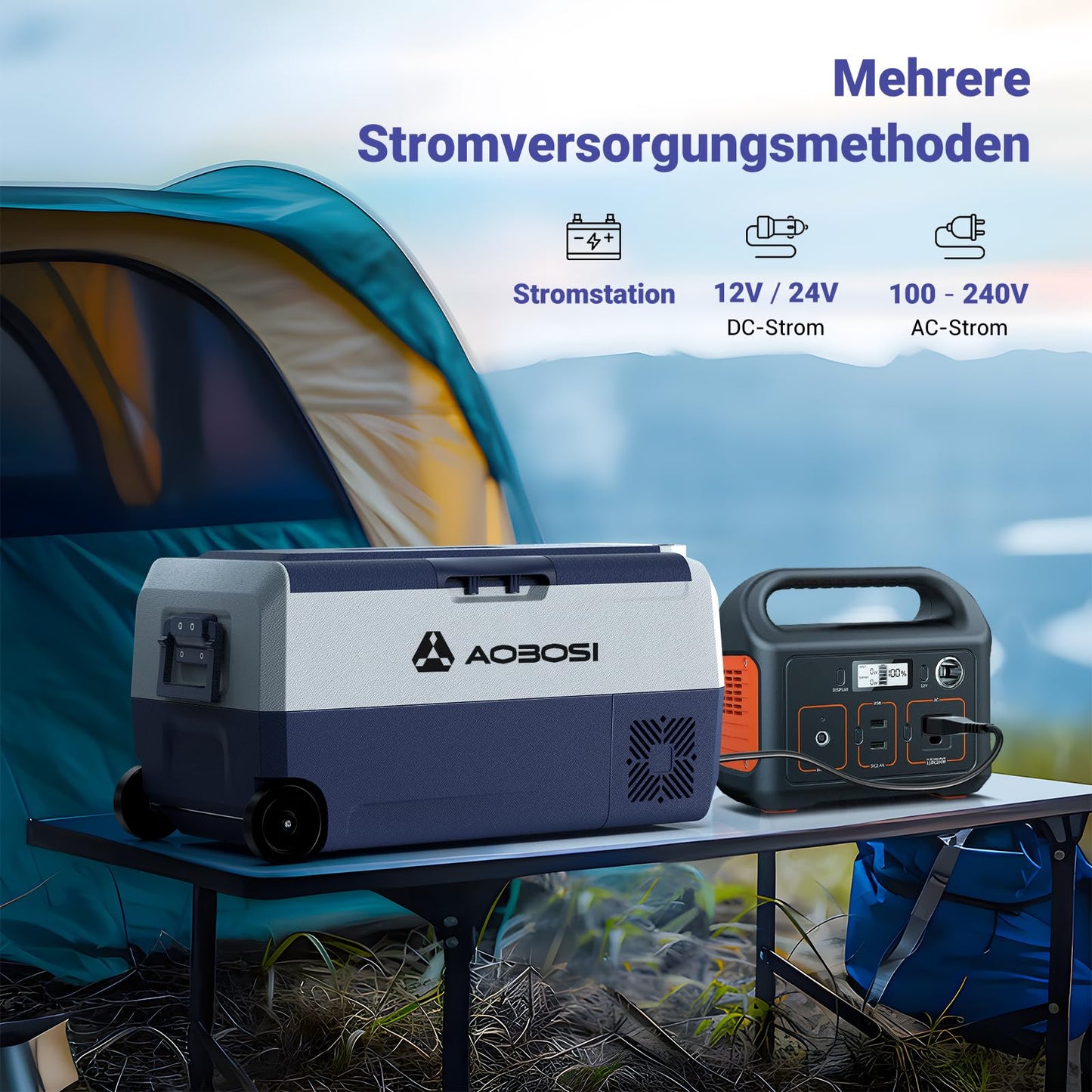 AAOBOSI Compressor Cool Box 36L, Car Fridge 12/24V and 100-240V Electric Cool Box, -20°C to 20°C compressor cool box for car, truck, boat, RV, camping, travel.