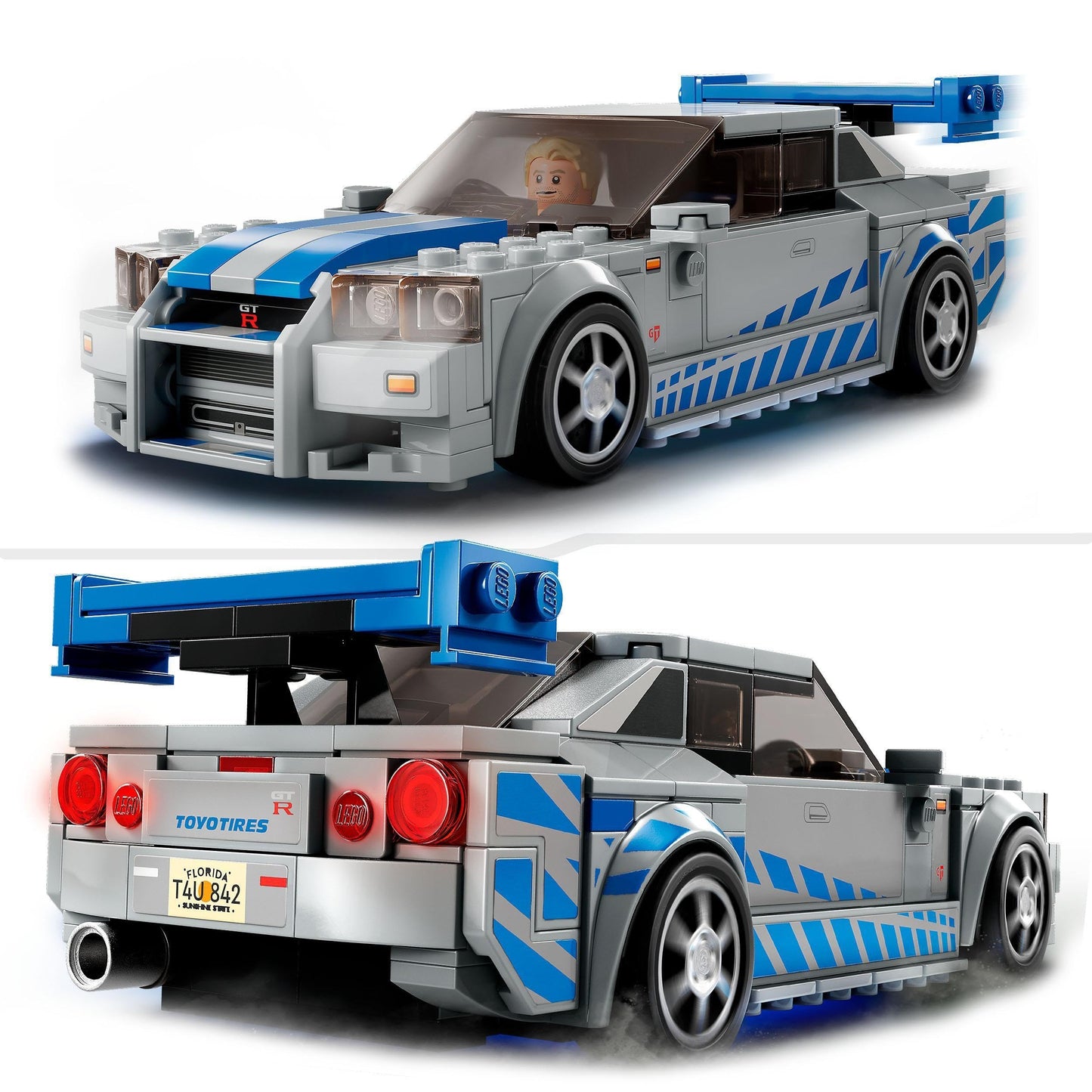 LEGO Speed Champions 2 Fast 2 Furious Nissan Skyline GT-R (R34) Racing Car Building Toy, 2023 Model Car Kit with Brian O'Conner Figure 76917