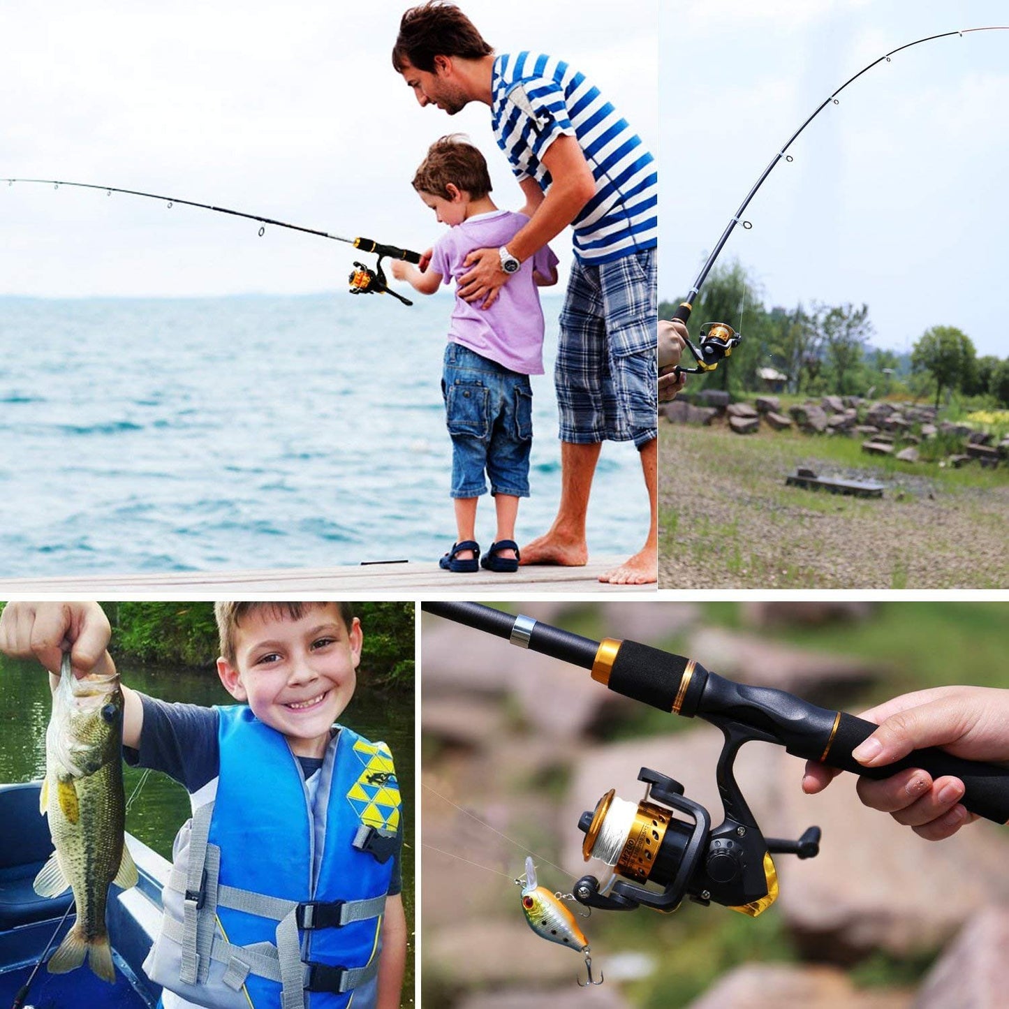 Sougayilang Kids Fishing Rod and Reel Combo, Telescopic Rod for Travel, Freshwater Fishing, Great for catching Bass or Trout, blue.