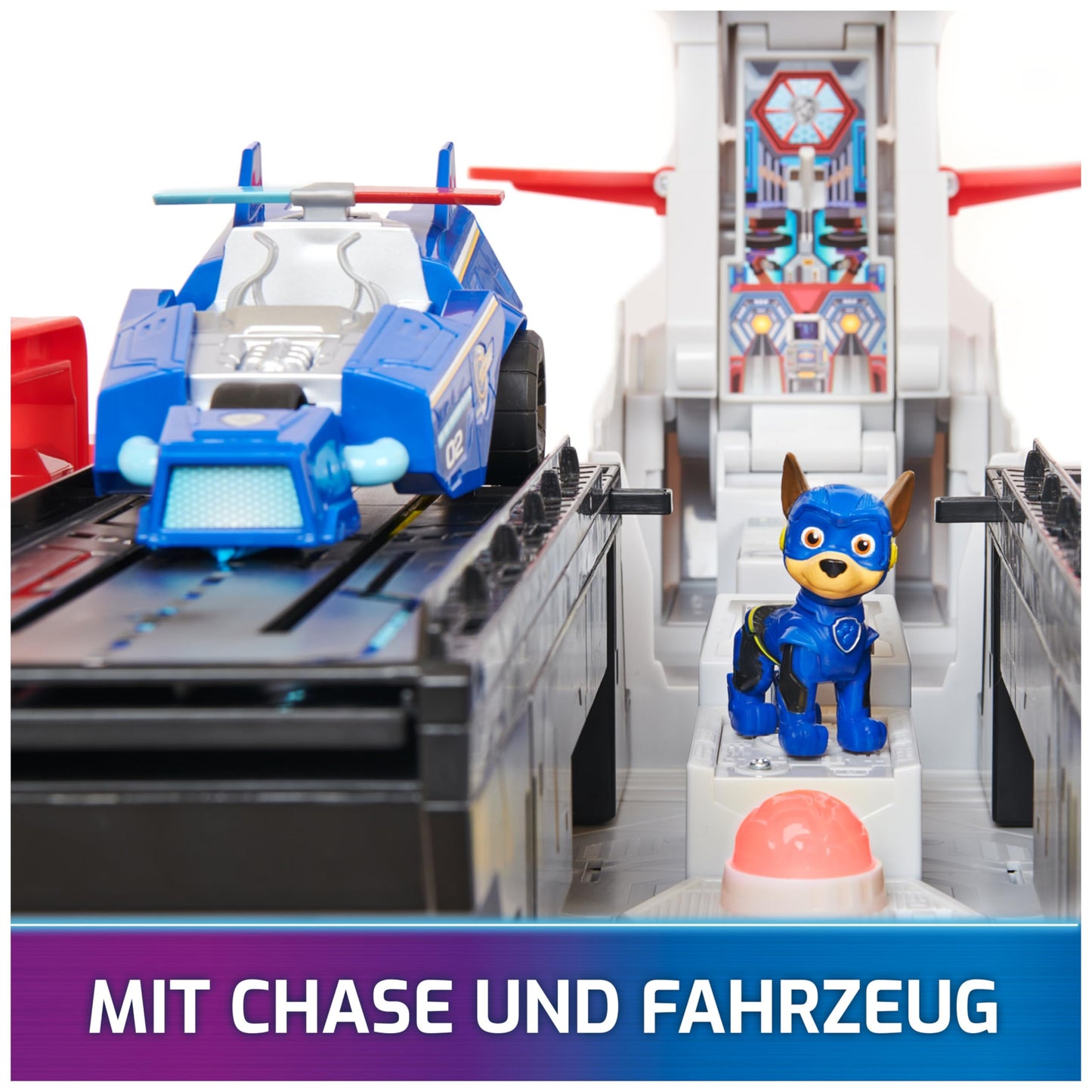 PAW Patrol: The Mighty Movie, Marine Headquarters Playset, with Chase figure and superhero vehicle, suitable for children ages 3 and up.