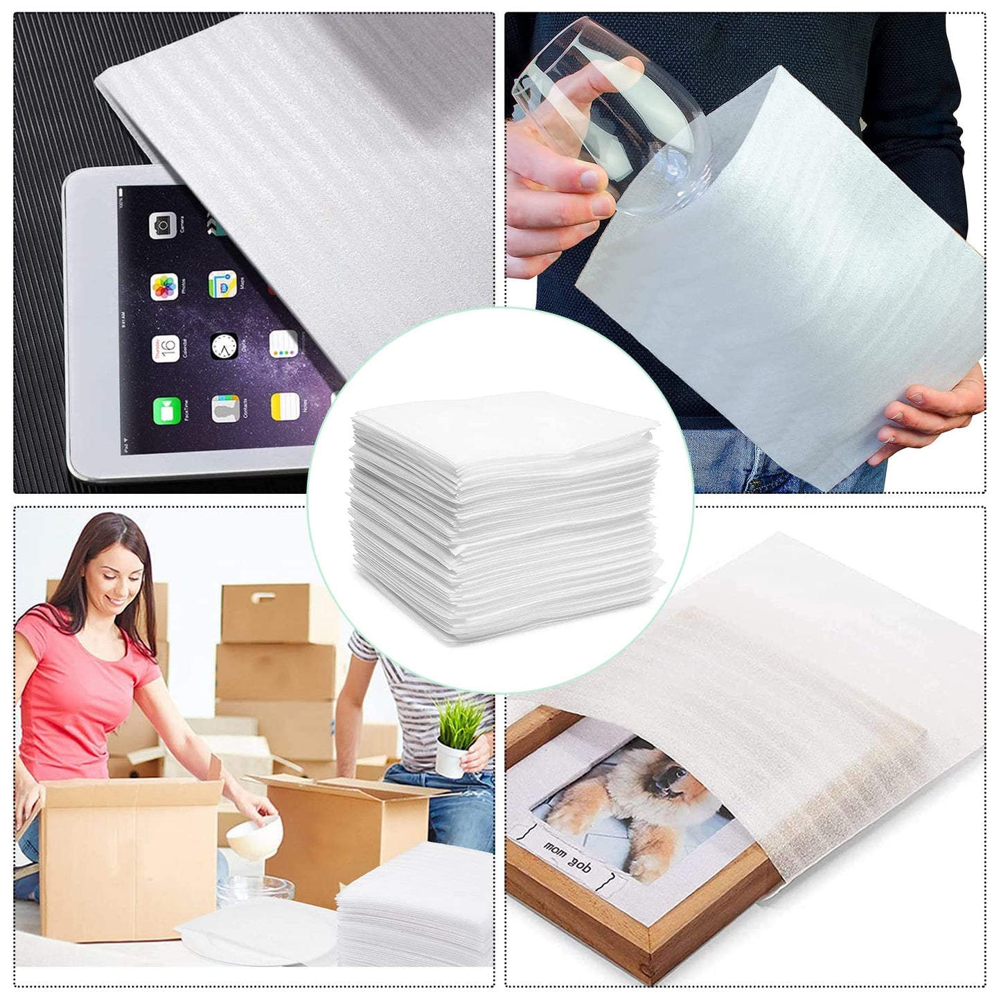 Packaging materials 100pcs Bubble wrap Moving boxes Foam packaging Moving supplies Foam sheets for moving Dish storage (30cm*30cm)