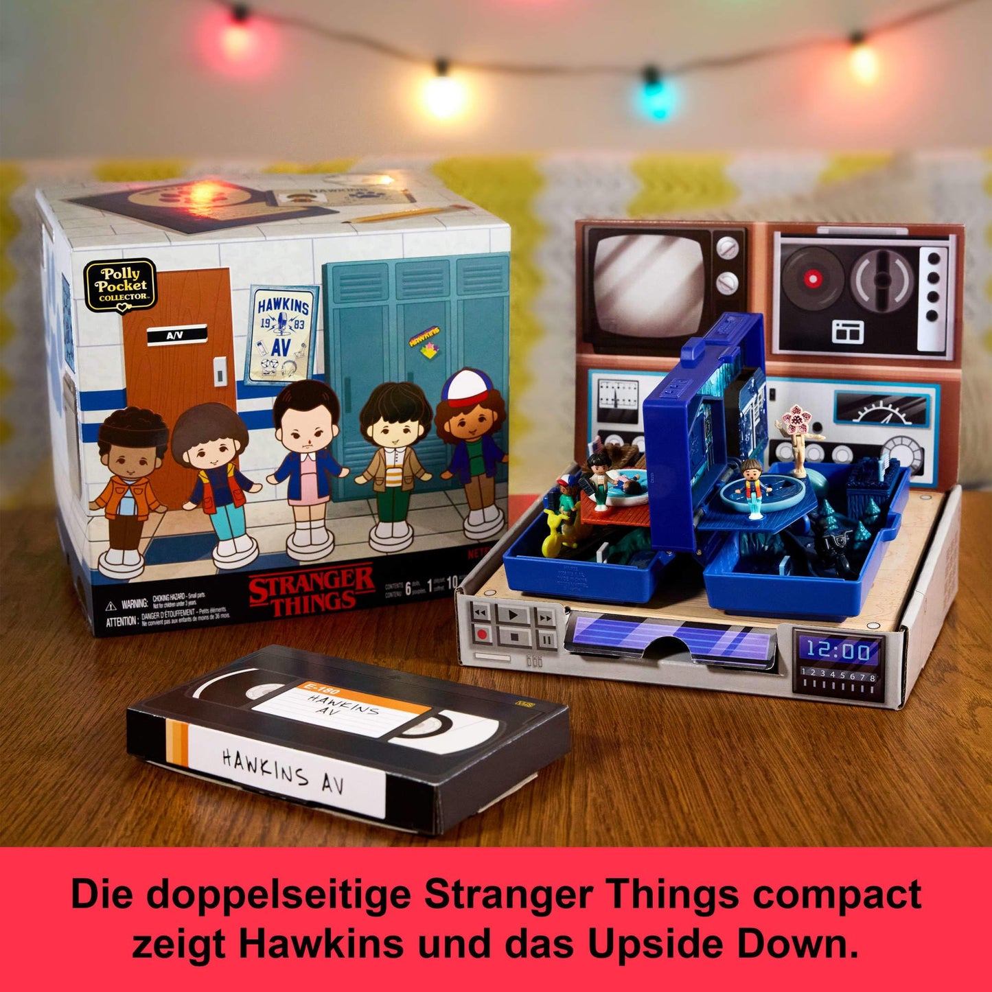 Polly Pocket Collector's Playset, Stranger Things Box with 6 Special Edition Figures and 10 Accessories, HWP22