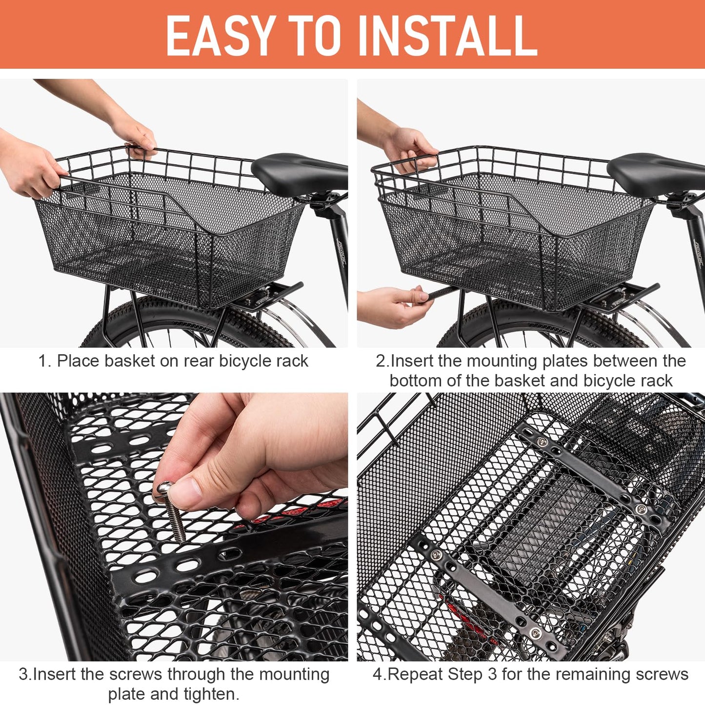 CXWXC Rear Bicycle Basket with Cargo Net and Thick Padding for Bicycle, Thick Padding Bag for Bicycle, Electric Bicycle (CX-HT-193-EU)