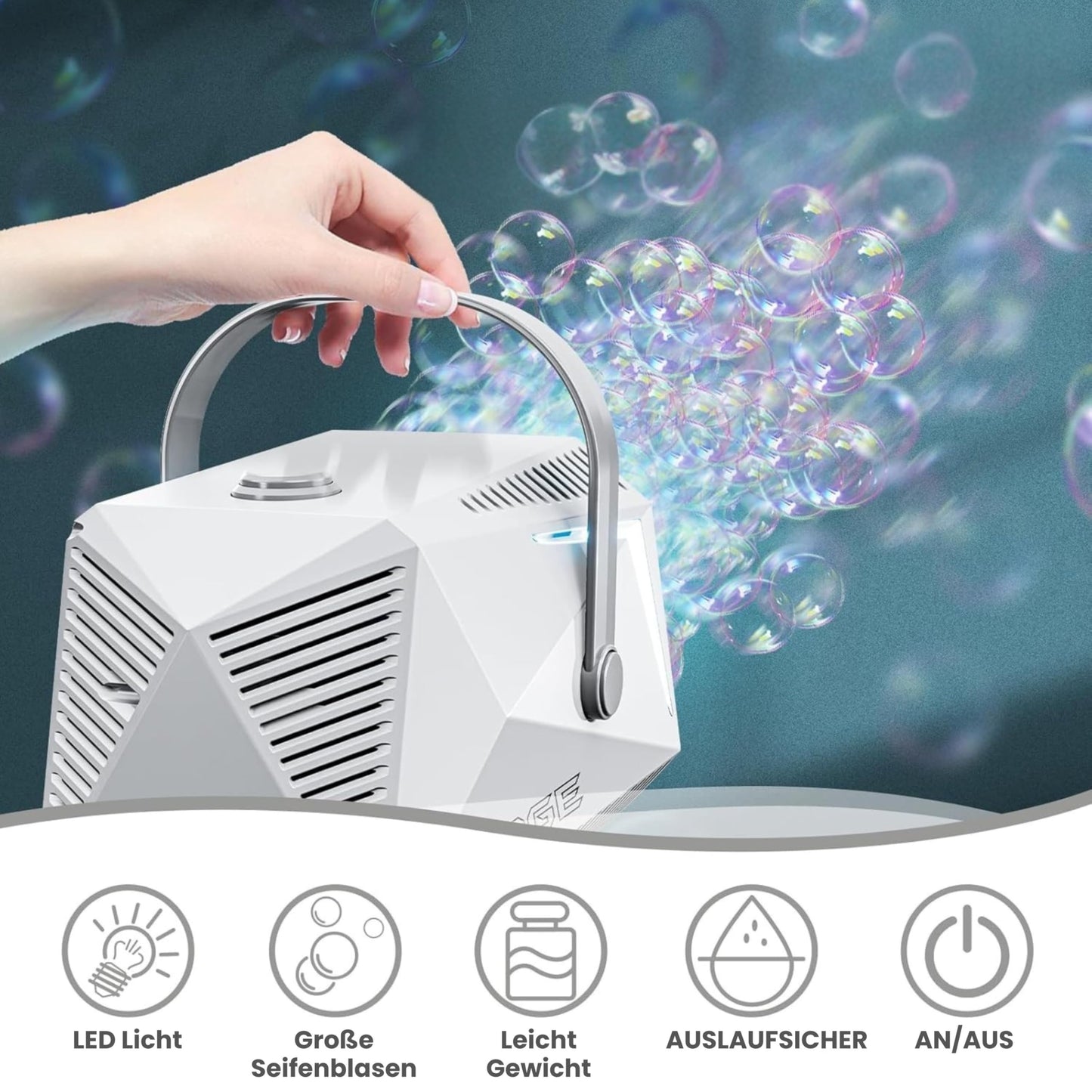 Bubble LED bubble machine, 4X 90ml bubble fluid tank, bubble machine, bubble gun for kids, bubble bazooka, bubble machine, gift, wedding