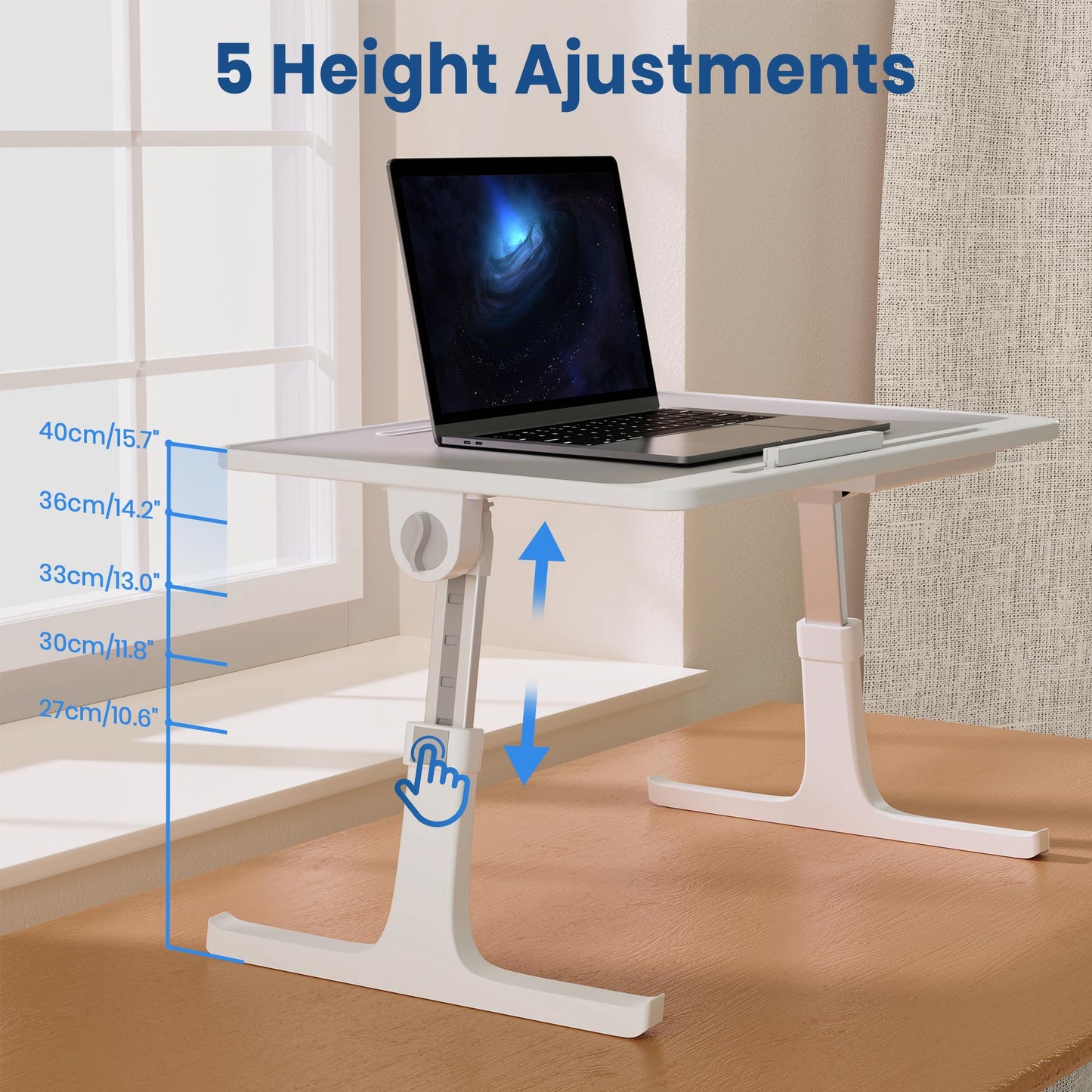 KELOFO Bedside Table Laptop Desk with Drawer Adjustable Foldable Laptop Desk For Eating, Working, Writing, Gaming, Drawing 60 * 40 cm