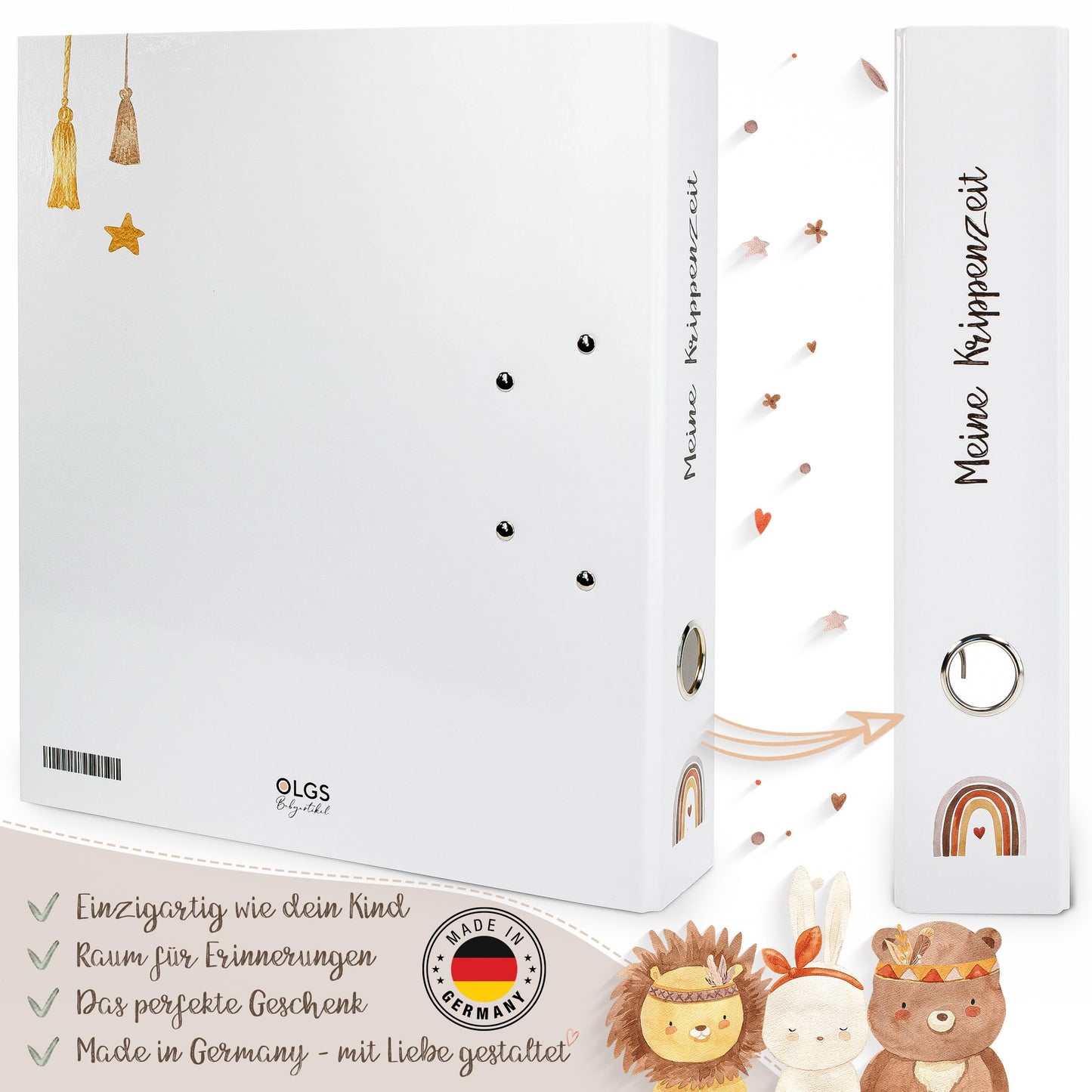 OLGS Collector's Folder My Daycare Time | Memory Folder, Kindergarten Folder Boho Bear, Bunny, Lion | Kids Gift Folder, Kindergarten Time, Collection Folder, Preschool, Ring Binder A4 - Native American