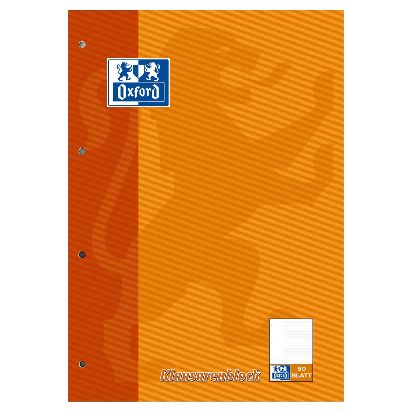 Oxford School Exam pad A4, lined with margin, 50 sheets, orange, pack of 5 & Brunnen 102142650 Legal pad/Legal paper (A4, squared with margin, ruling 26, 80 gsm, 50 sheets shrink-wrapped)