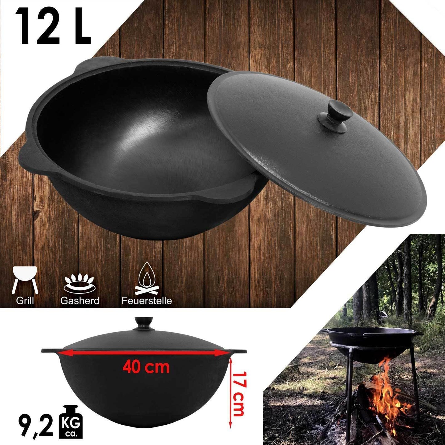 Ø40 Uchag 2mm steel Utschak with chimney flue Utschag camping stove 12L Kazan Round Cassan fire pit field kitchen outdoor kitchen one-pot stove goulash cannon