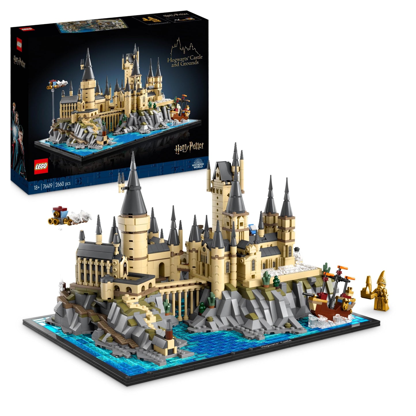 LEGO Harry Potter Hogwarts Castle with grounds - Collectible set for adults including main tower & astronomy tower, Chamber of Secrets & architect Minifigure - 76419