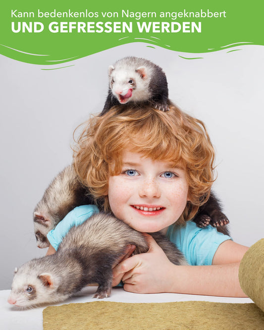 100% hemp rug, 100 x 50cm, 5mm thick, suitable for all small pets, hemp mat for rodents, floor covering (3 pieces)