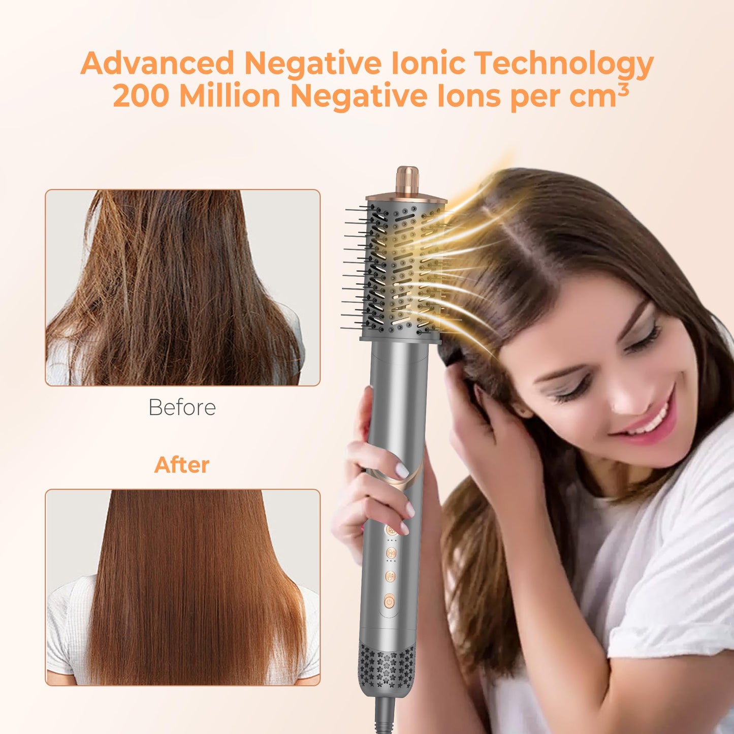 Airstyler 8 in 1 high-speed ion hair dryer 110,000RPM blow dryer with air curler, hot air brush, hairbrush, round brush hairdryer, curling brush hairstyler styling brush gift for women, 1400W.
