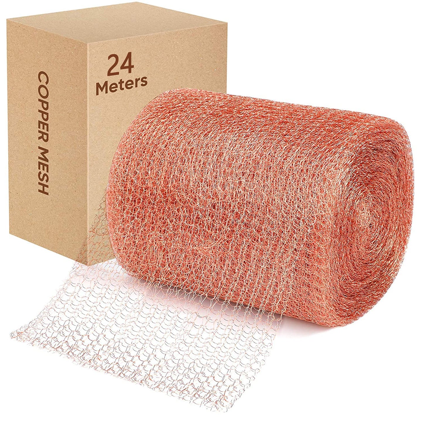 24mx125mm copper mesh roll, metal mesh copper fabric protection, strong pure copper wire mesh for constructing holes, protecting seedlings and seeds, cleaning grill properly.