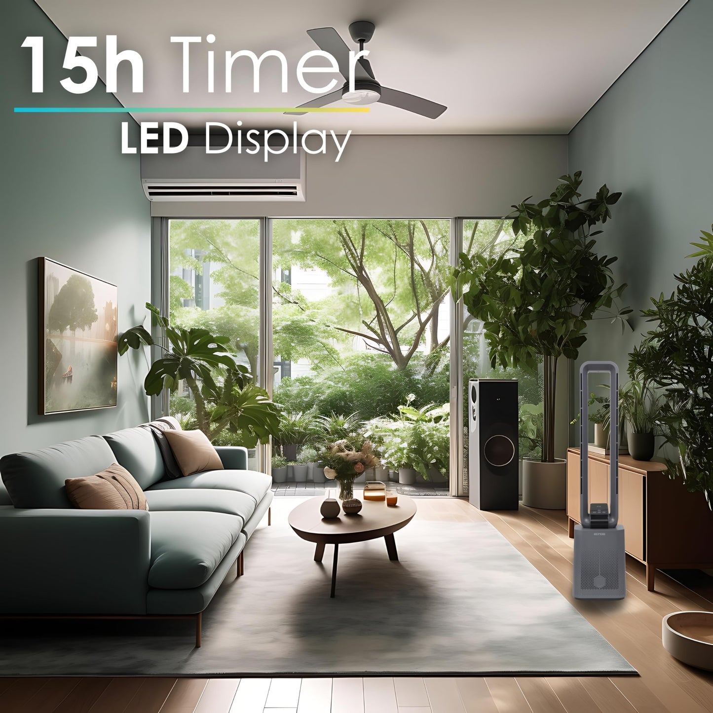 Echo's tower fan extremely quiet fan quiet DC motor remote control oscillating LED display 3 modes 12 levels tower fan column fan stand fan air cooler 15h timer tower fan