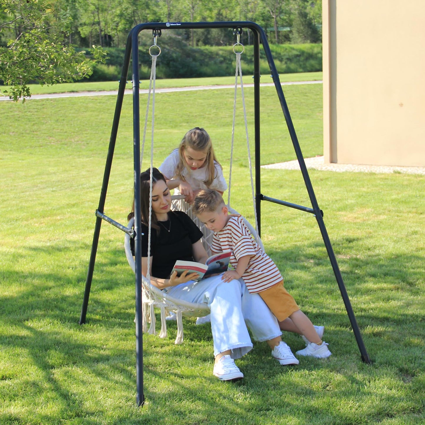 Hammock stand, hanging chair stand, Max load 150 kg, hammock stand, for indoor or outdoor use, with stand (black)