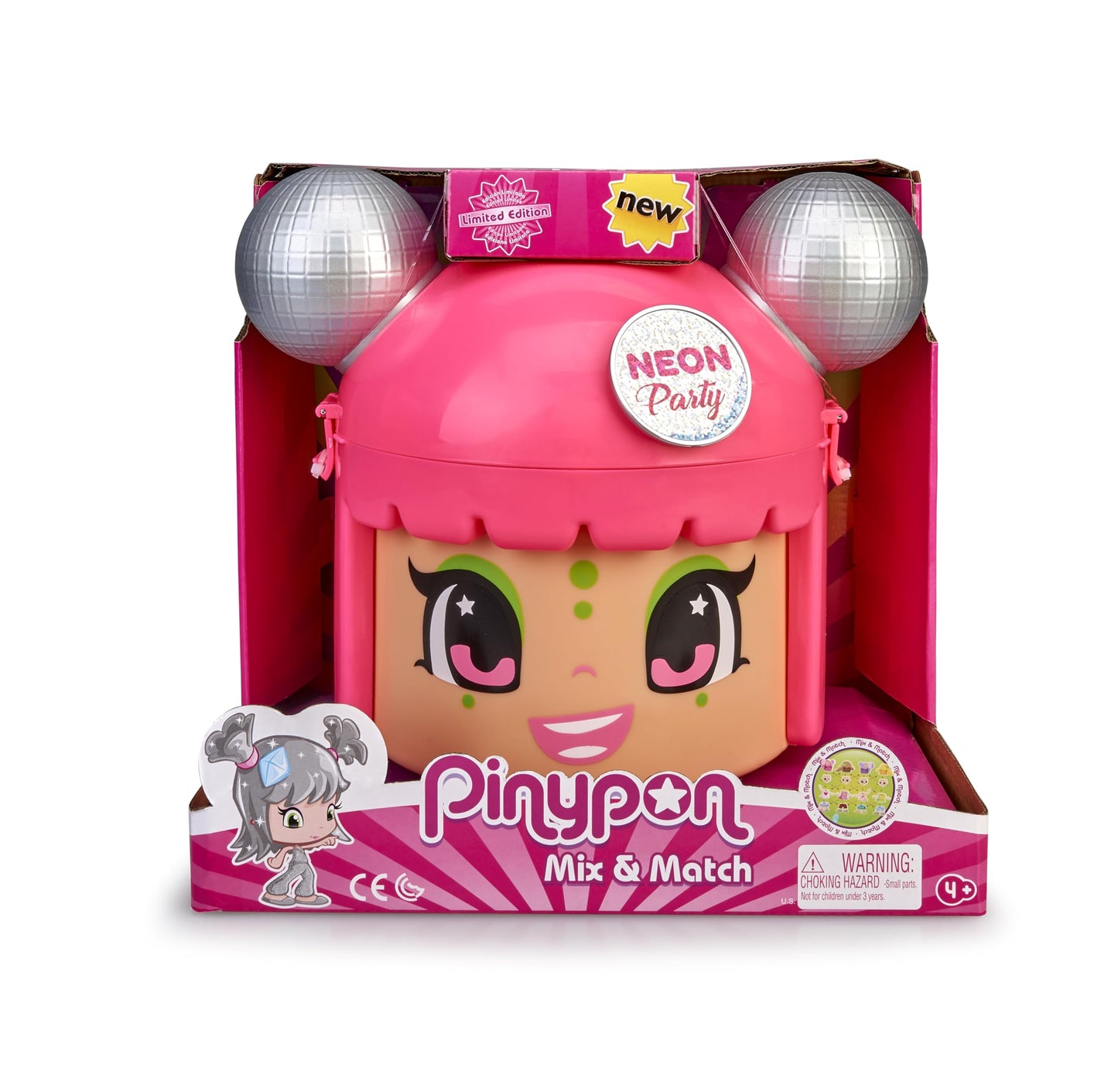 Pinypon Mix & Match Neon Party - Container with 5 Exclusive Figures for kids ages 4 to 8 (Famosa 700015210)