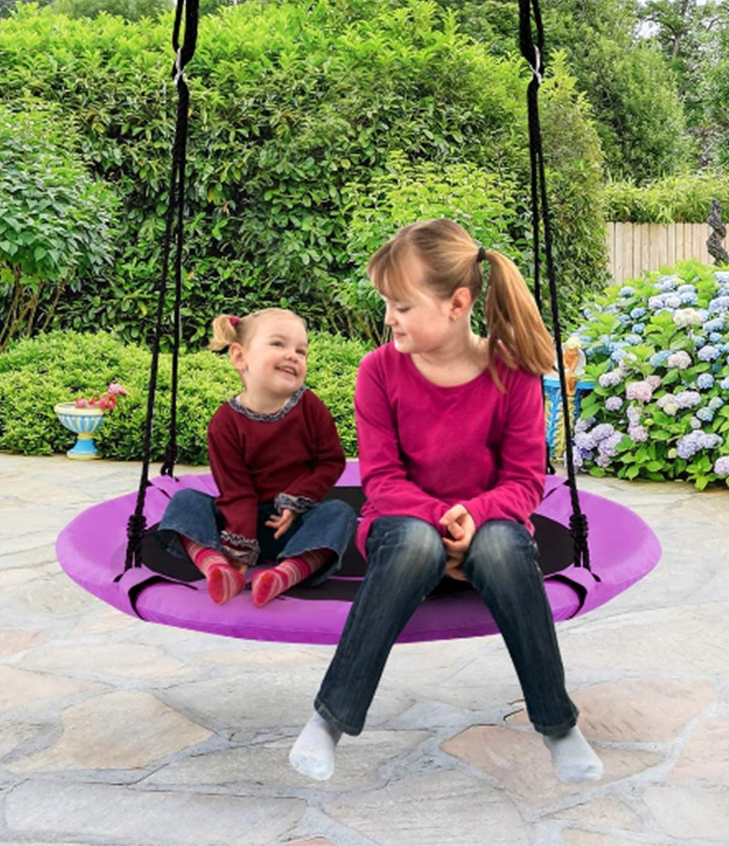 Izzy Nest Outdoor Swing, Textilene PE plastic, Weatherproof, Soft Nest, Multi-child swing up to 150kg - Pink 110Dx110Wx180Hcm