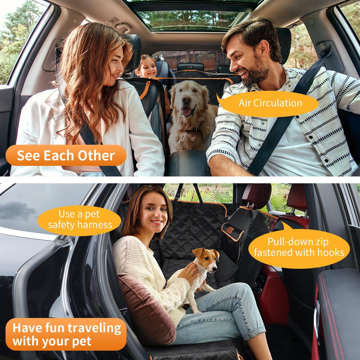KYG dog blanket car back seat car seat cover dog rear seat waterproof & scratch-resistant car dog blanket back seat for cars and SUVs with side protection and window 135x175cm.