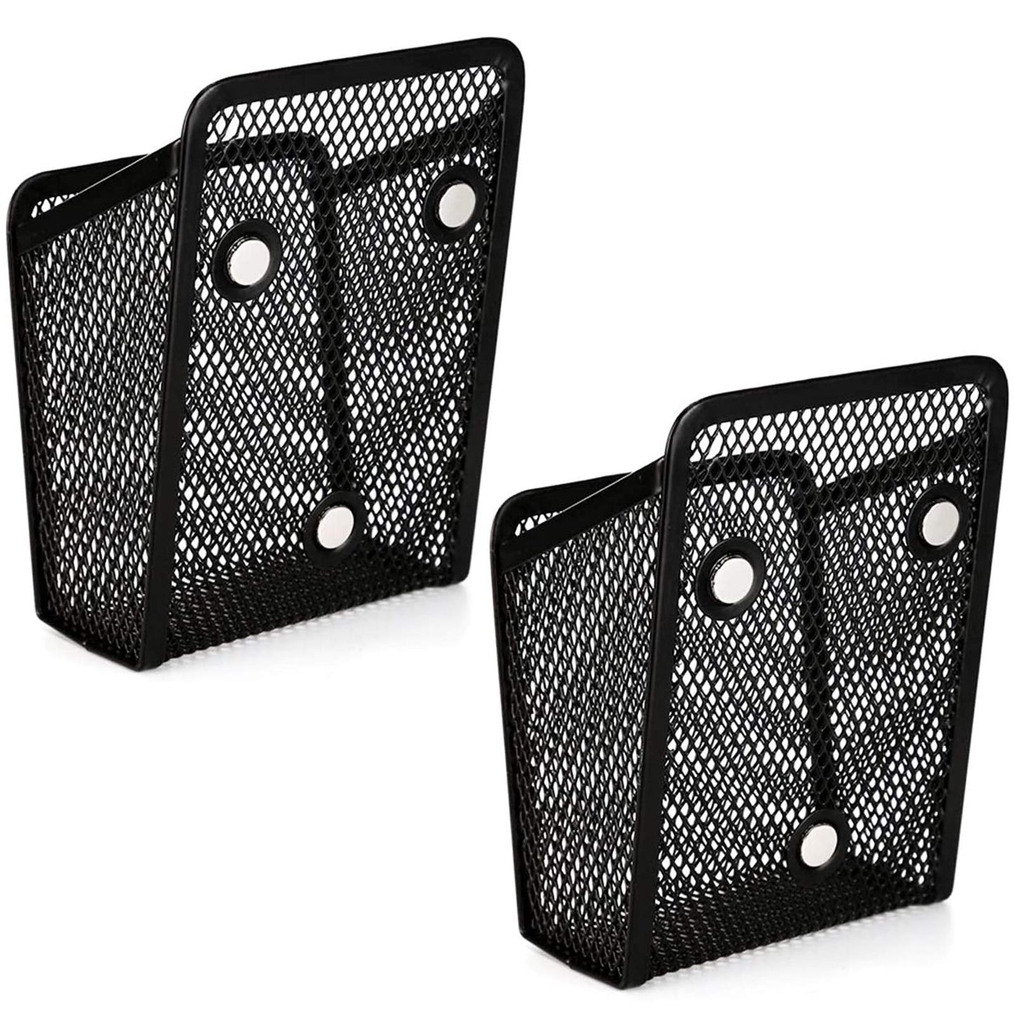 Magnetic storage basket Magnetic desk organizer Metal mesh storage basket Magnets storage box Office supplies mesh pen holder For locker accessories Whiteboard refrigerator 2 pieces