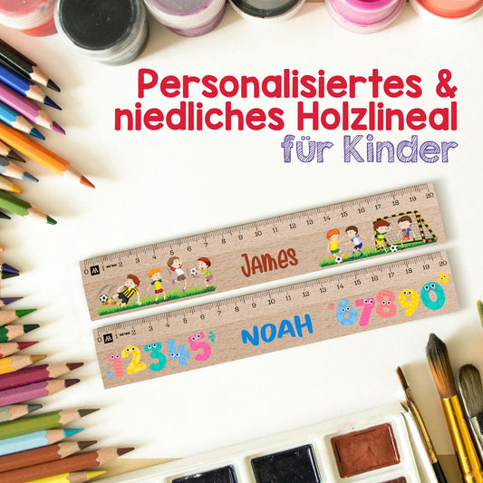 Mybracelets Personalized Wooden Ruler for First Day of School 2025 - 20 cm Engraved Ruler with Name & Design - Back to School Gift for Boys & Girls - Various Designs Available (2)