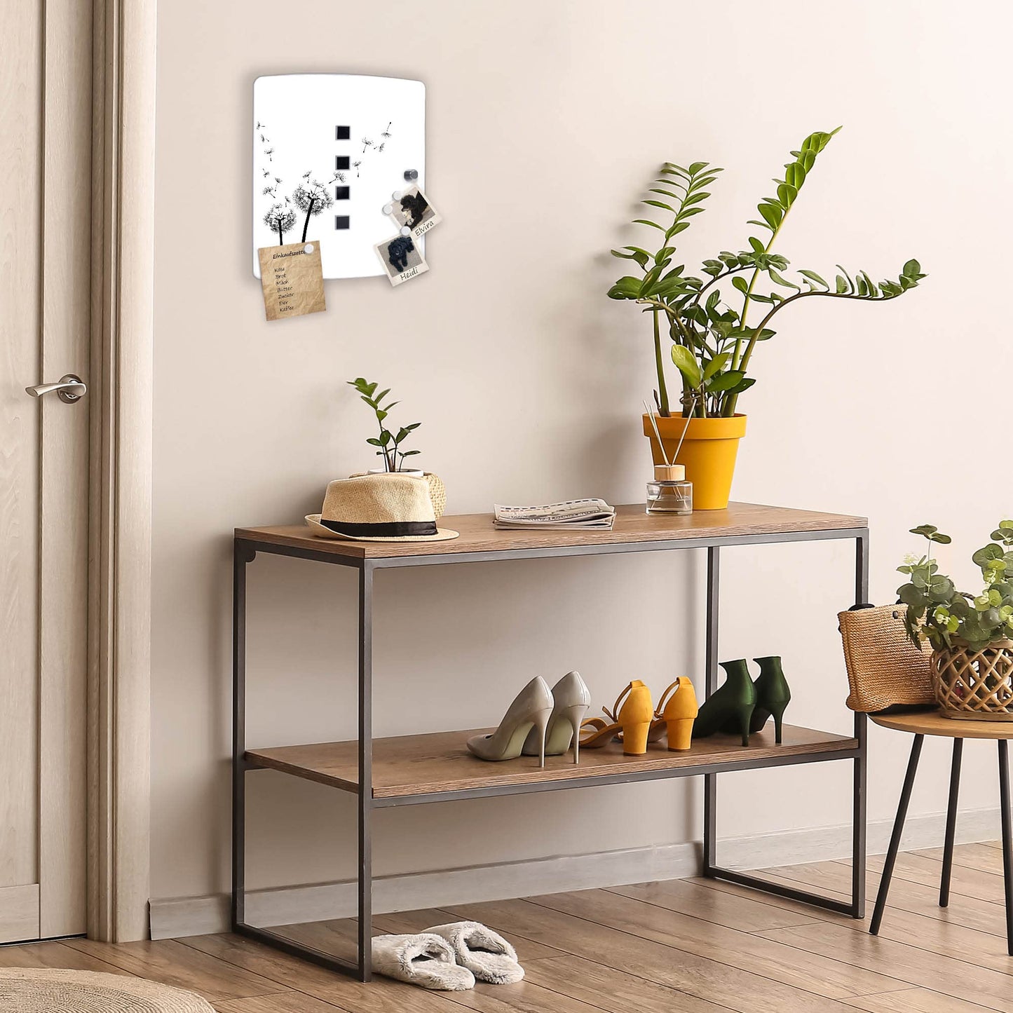 Banjado Design stainless steel key cabinet for 10 keys/ key storage cabinet 24 x 21.5 x 7cm with practical magnetic closure/ dandelion design 2