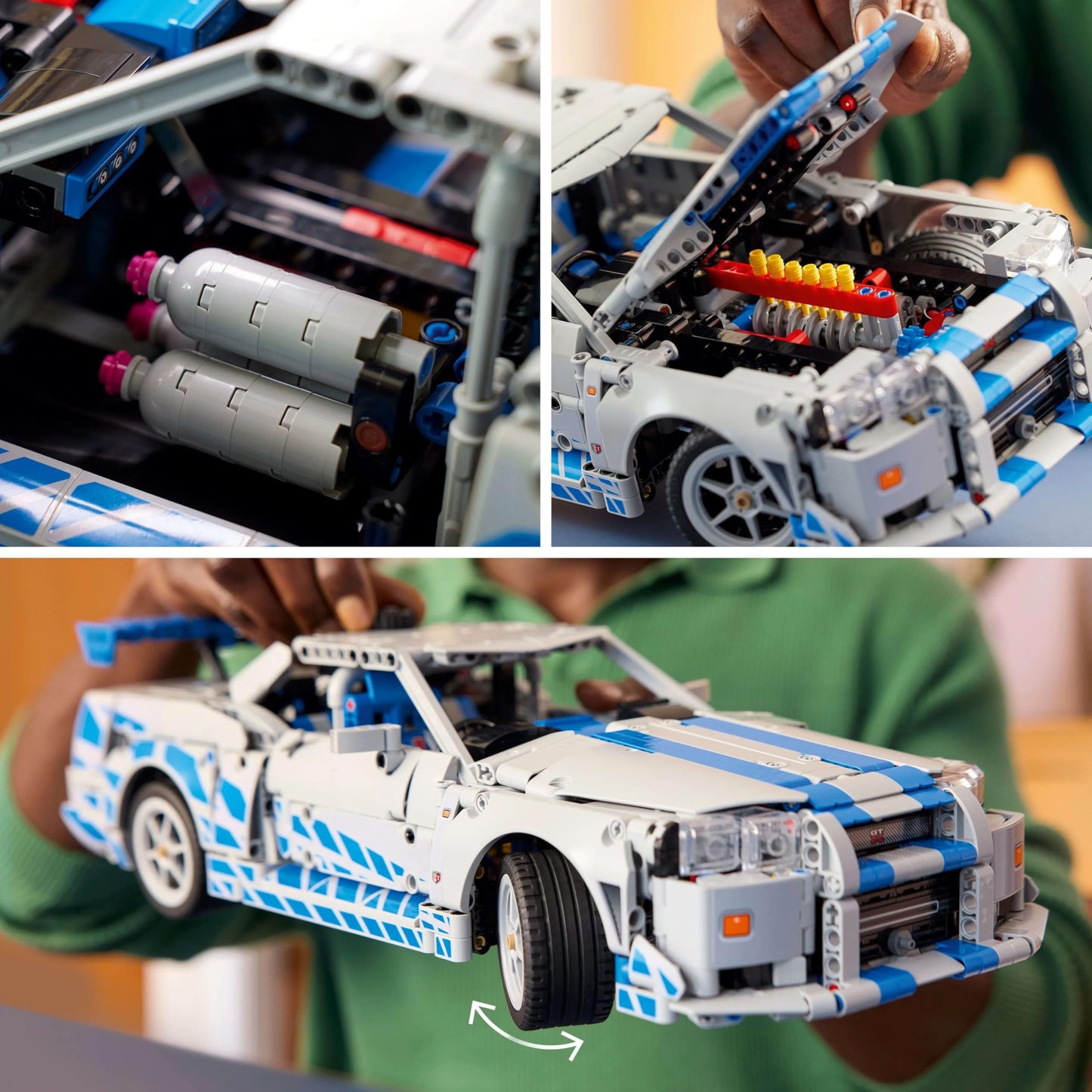 LEGO Technic 2 Fast 2 Furious Nissan Skyline GT-R R34 model building set for adults - featuring drift function, steering, suspension, and 6-cylinder engine - collector's gift for fans - 42210